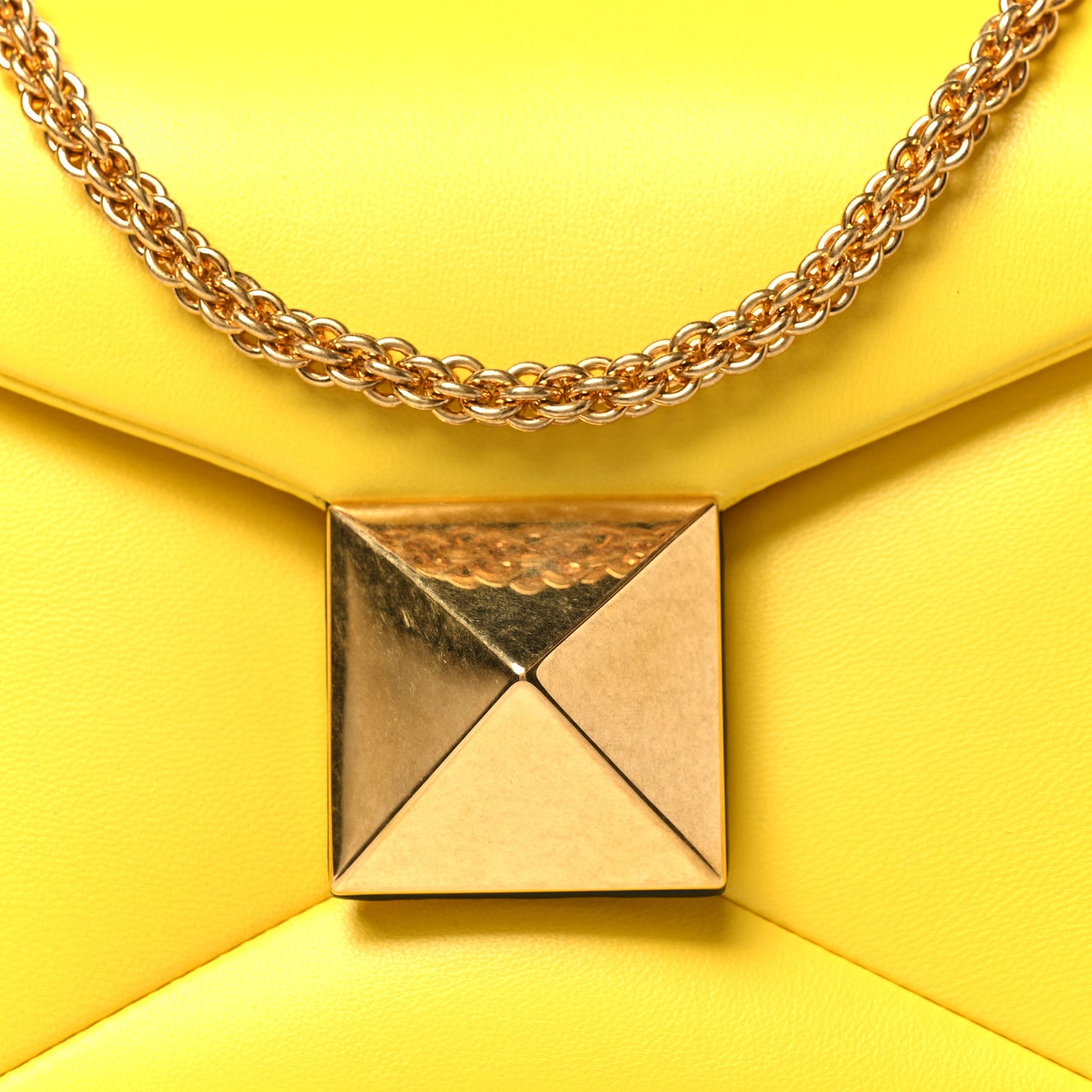 Nappa One Stud Chain Clutch Yellow