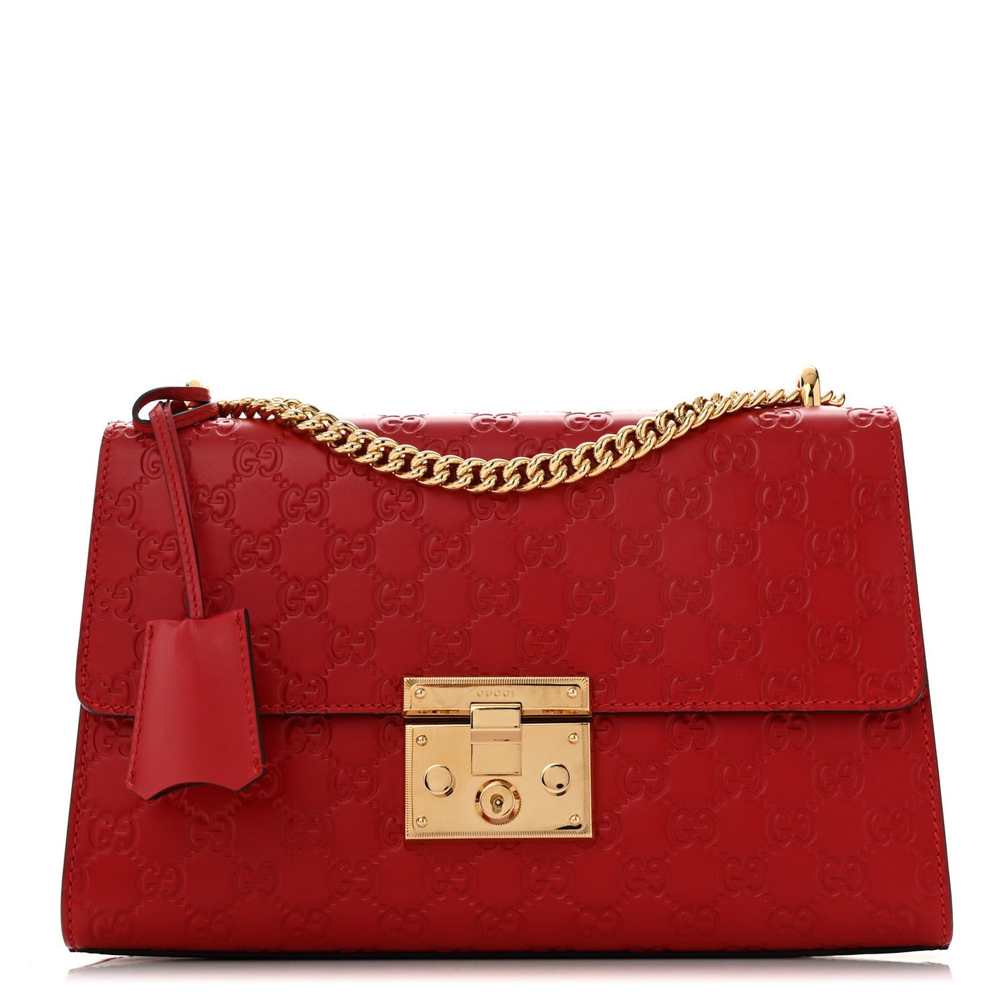 Guccissima Medium Padlock Shoulder Bag Hibiscus Red