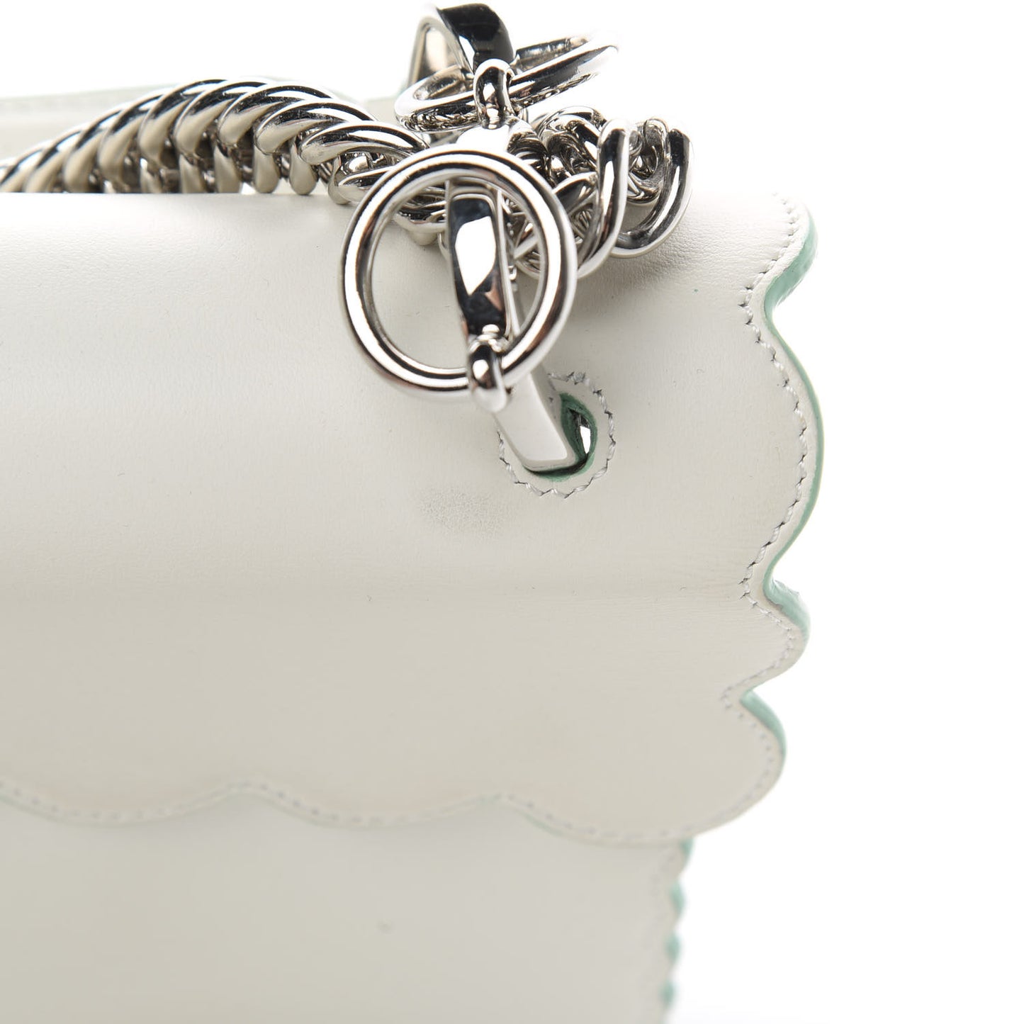 Vitello Baltico Scalloped Studded Kan I Shoulder Bag Bianco