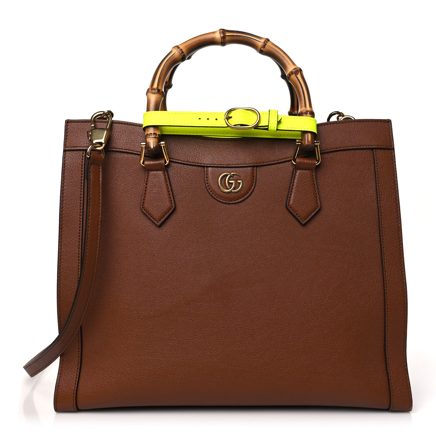 Wonka Grain Calfskin Medium Diana Tote Bag Cuir Yellow Fluo