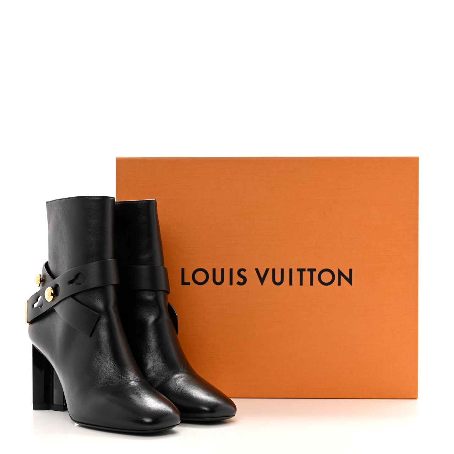 Calfskin Belted Silhouette Ankle Boots 38 Black