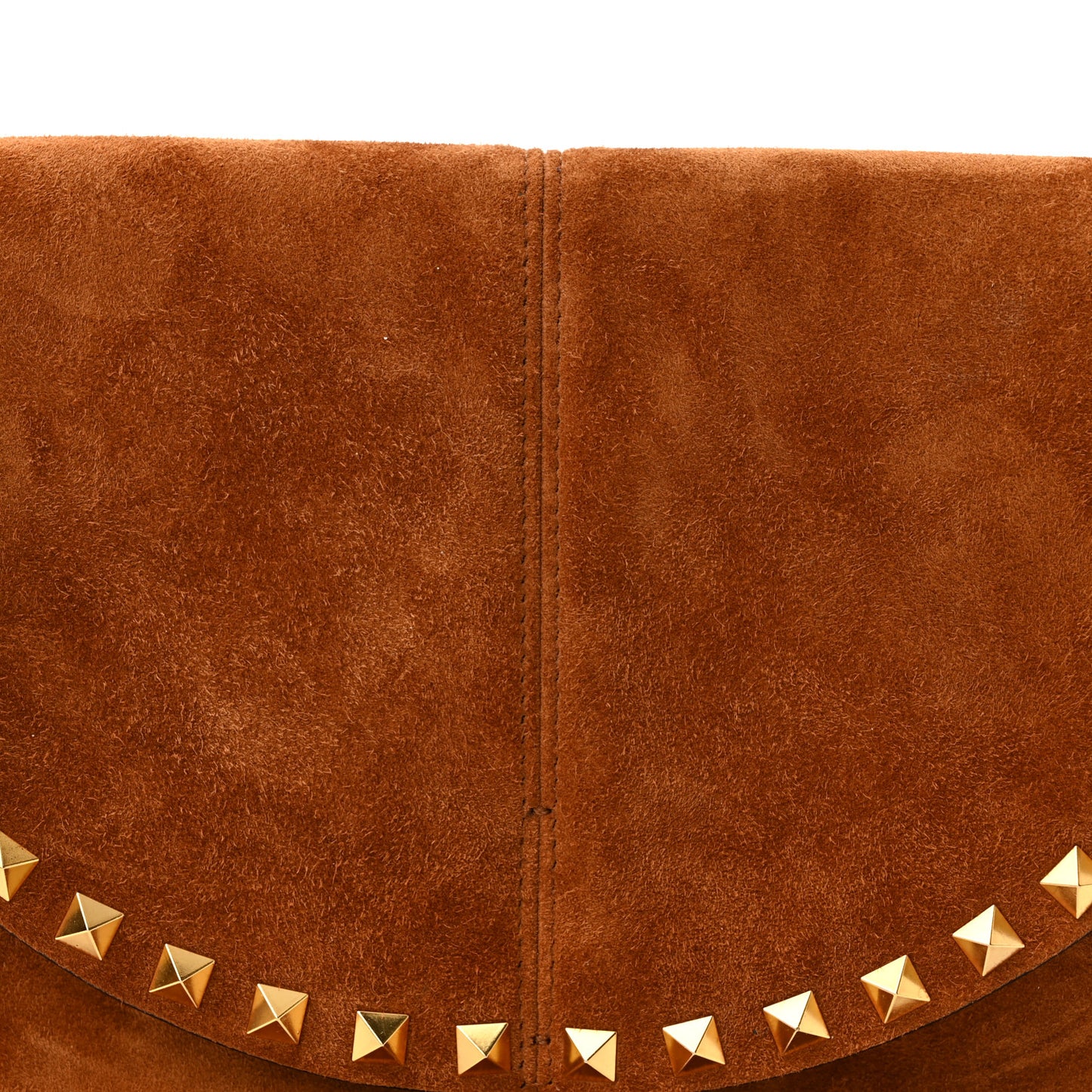 Suede Calfskin Rockstud Halfmoon Saddle Bag Selleria