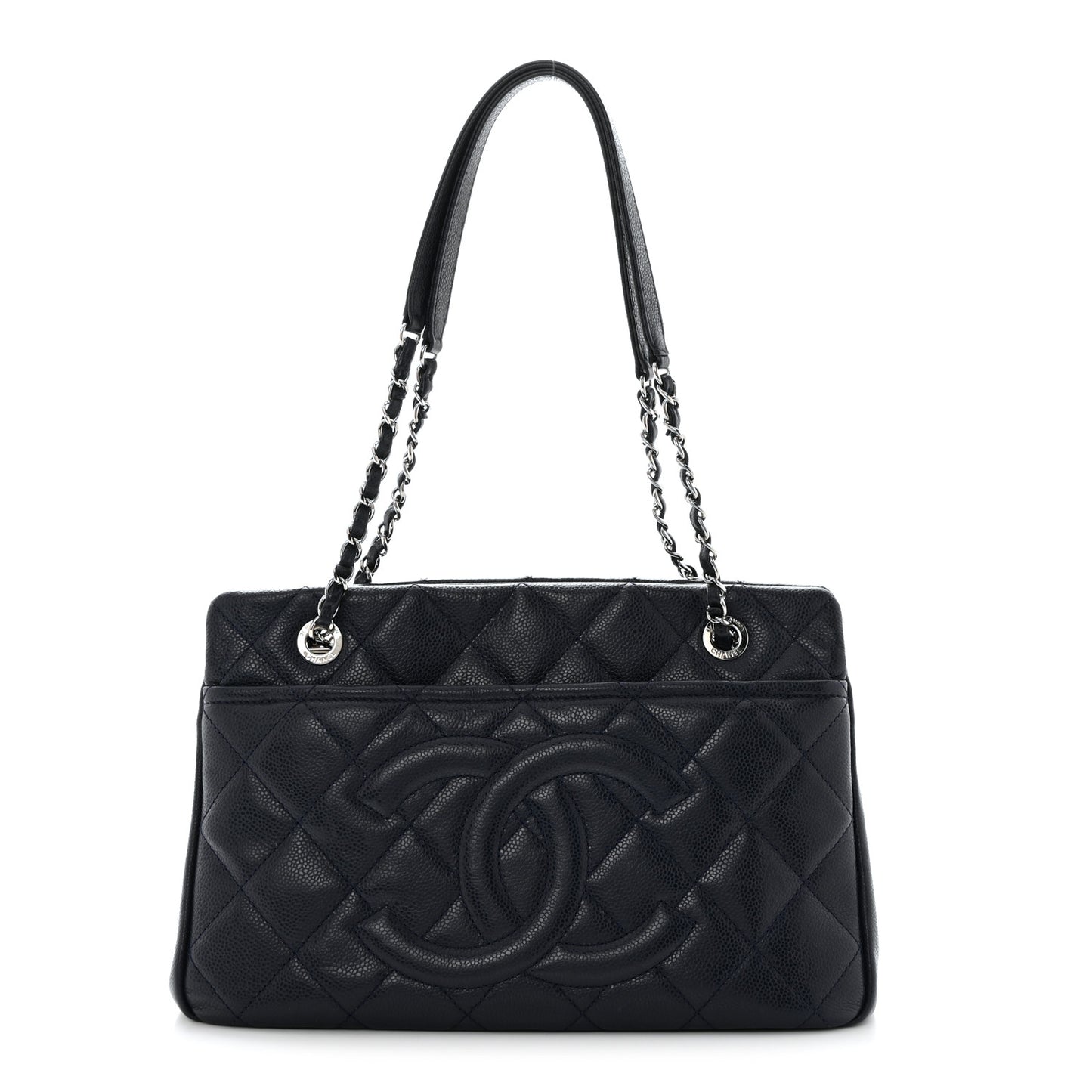Caviar Quilted Timeless CC Soft Tote Navy Blue