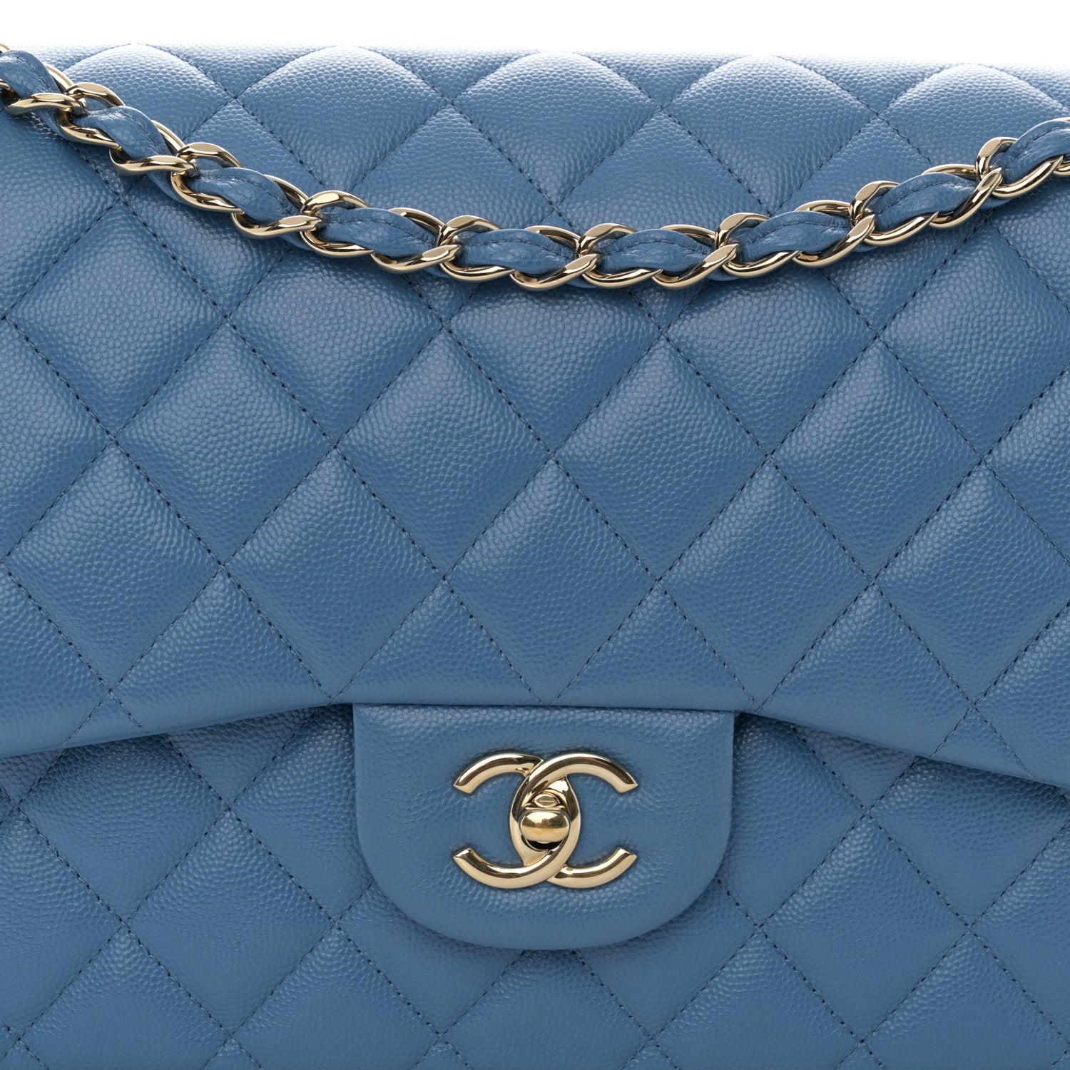 Chanel Caviar Quilted Jumbo Double Flap Blue 8 of 11