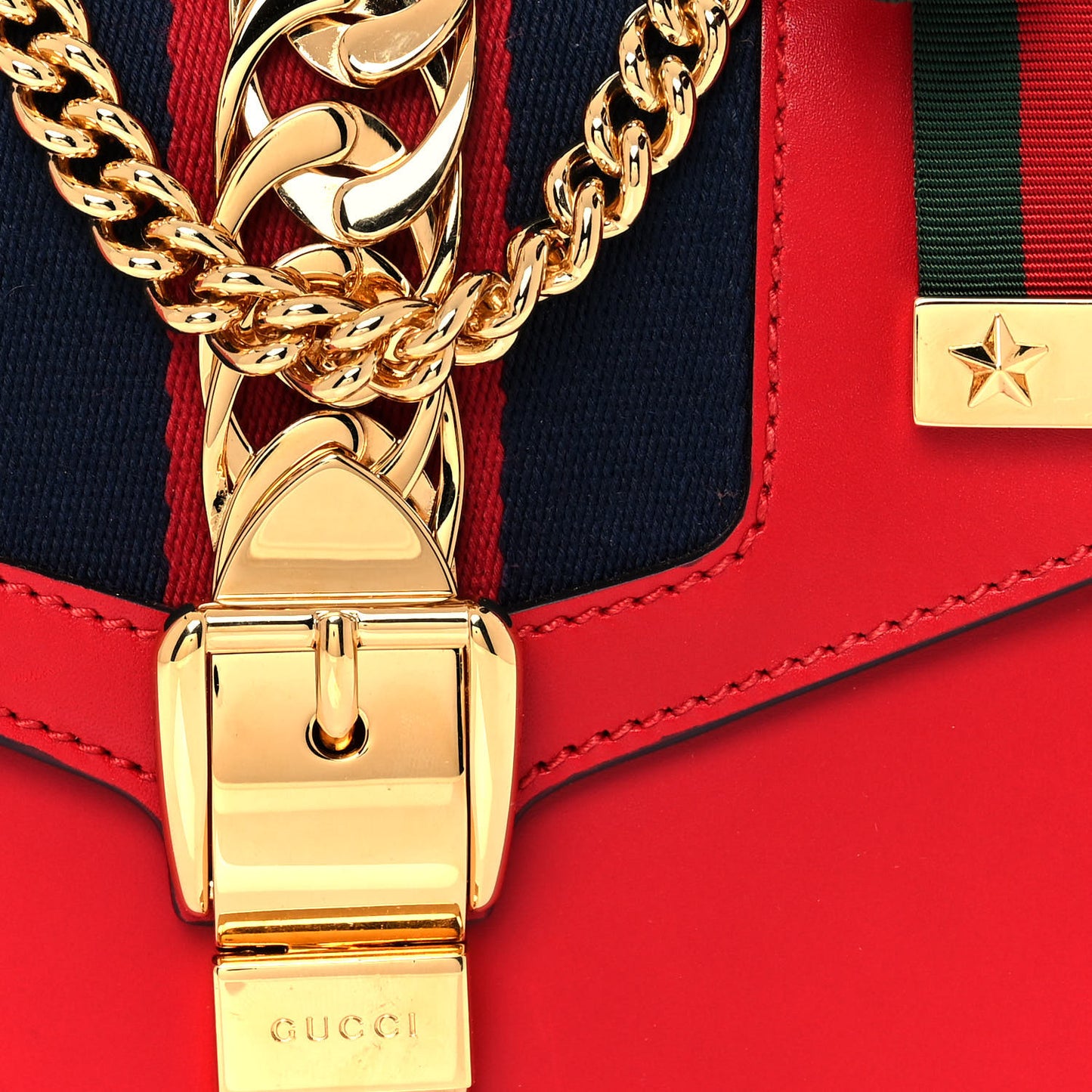 Calfskin Mini Sylvie Chain Shoulder Bag Hibiscus Red