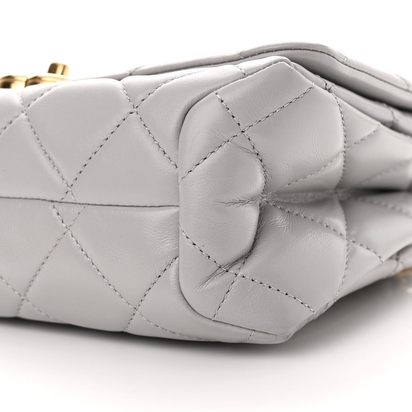 Lambskin Quilted Medium Color Match Flap Grey