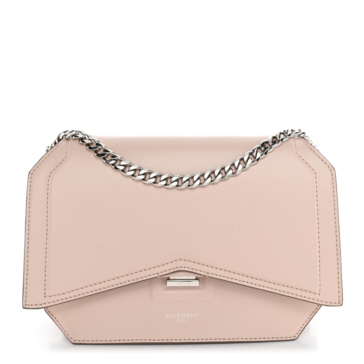 Calfskin Bow Cut Chain Wallet Light Pink