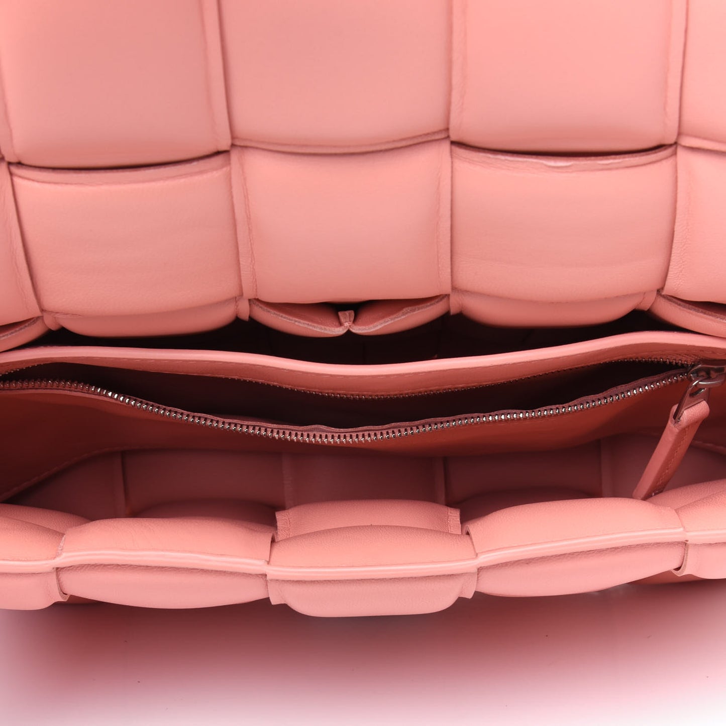 Nappa Maxi Intreccio Padded Cassette Crossbody Bag Peachy