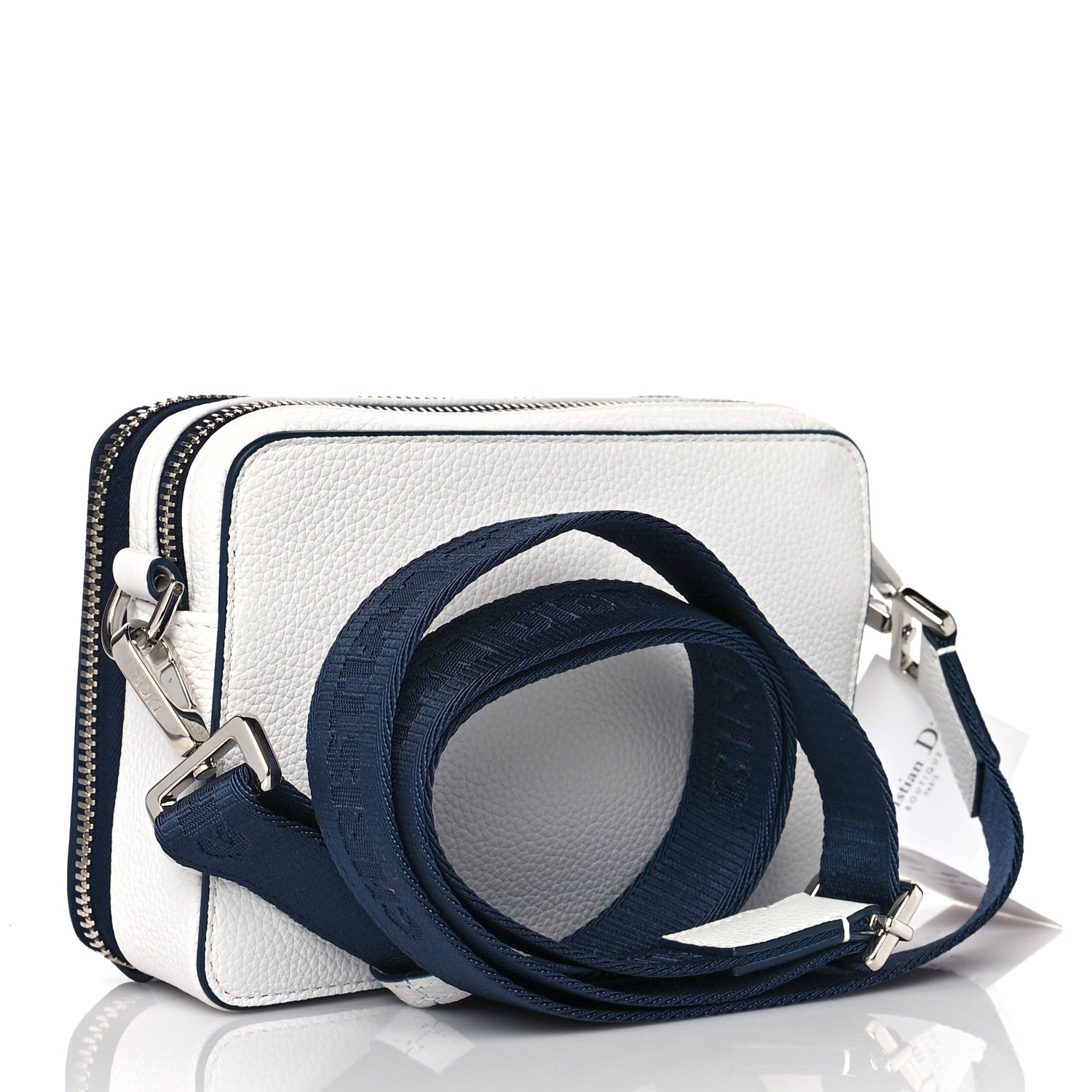 Christian Dior X SHAWN STUSSY Grained Calfskin Double Zip Crossbody Pouch White 4 of 11