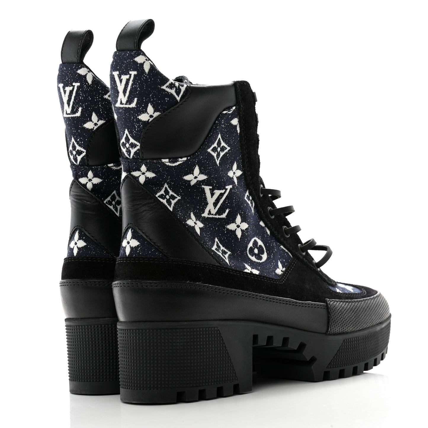 Calfskin Monogram Denim Laureate Platform Desert Boots 40 Grey
