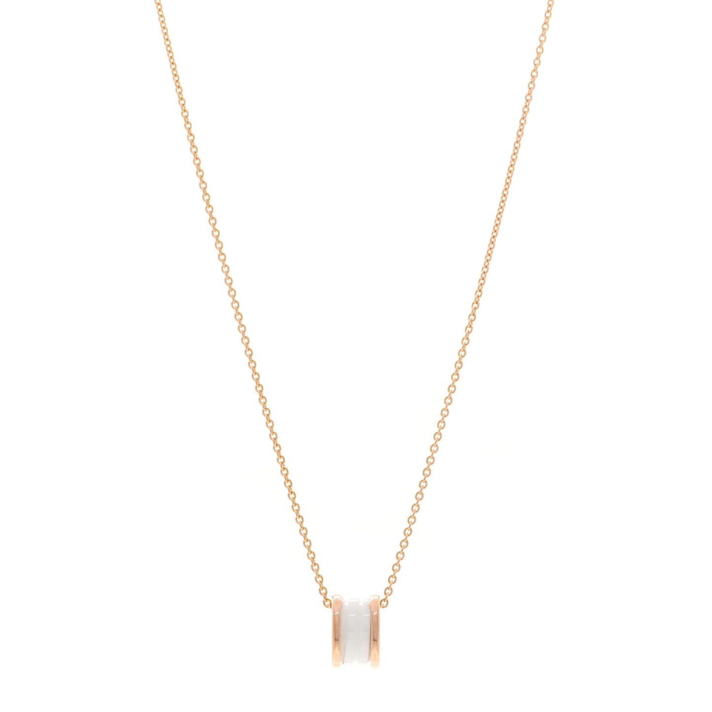 18K Rose Gold White Ceramic B.Zero1 Pendant Necklace