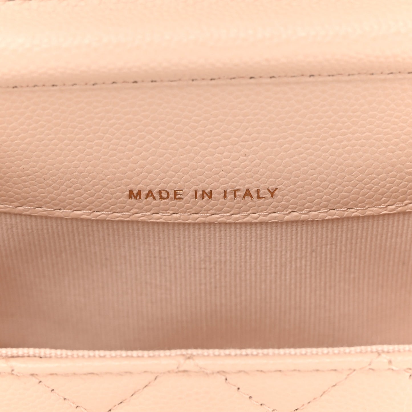 Caviar Quilted Mini Clutch With Chain Light Beige