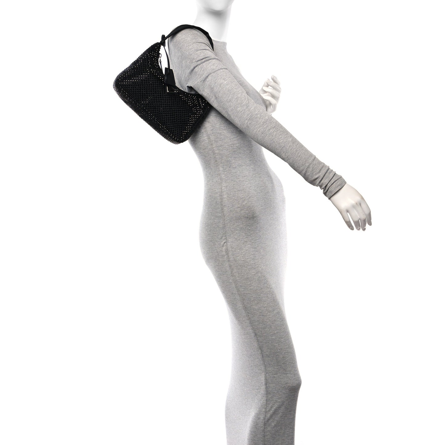 Satin Crystal Mini Re-Edition 2000 Bag Black