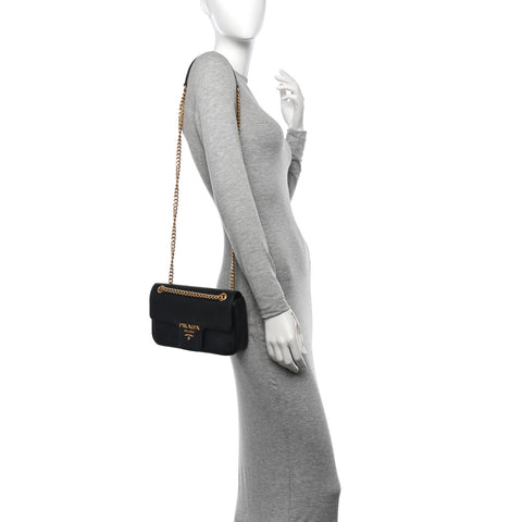 Saffiano Flap Shoulder Bag Black