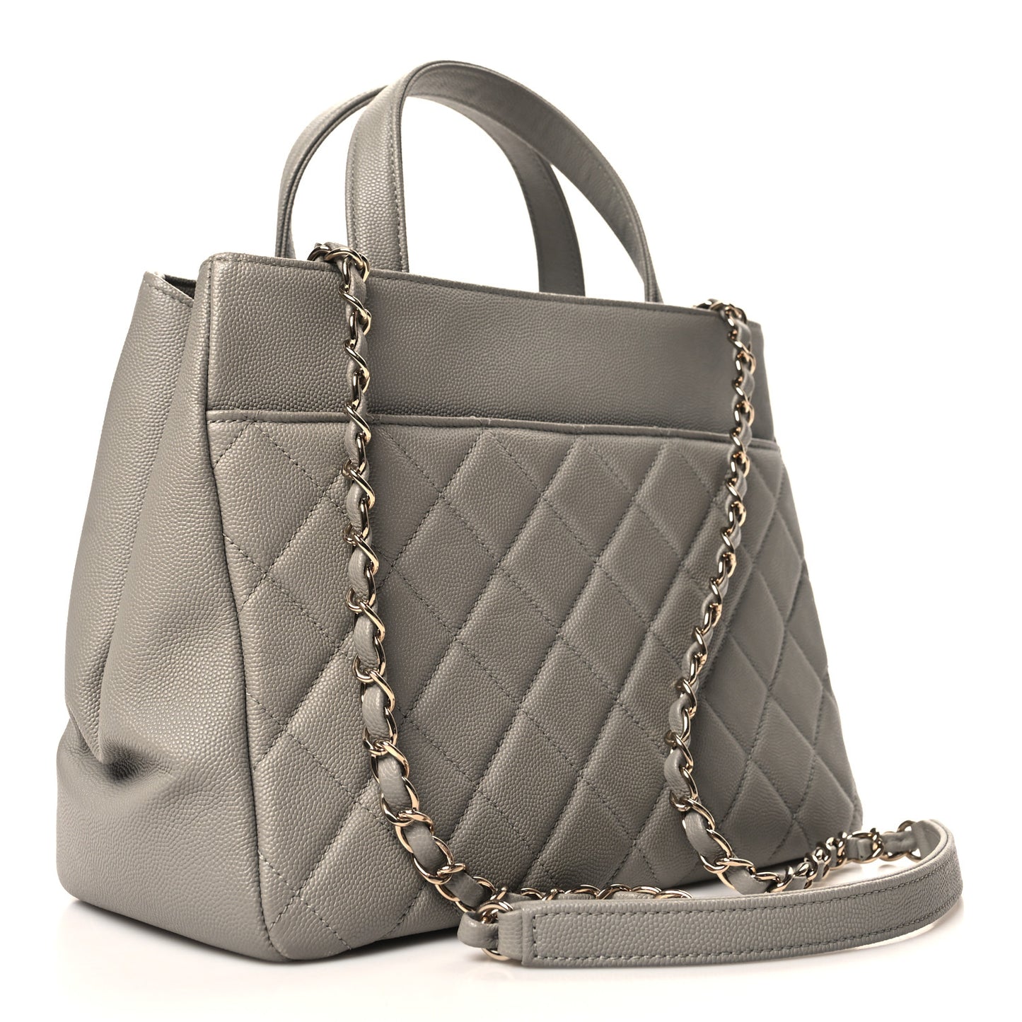 Caviar Quilted Small Business Affinity Shopping Bag Grey