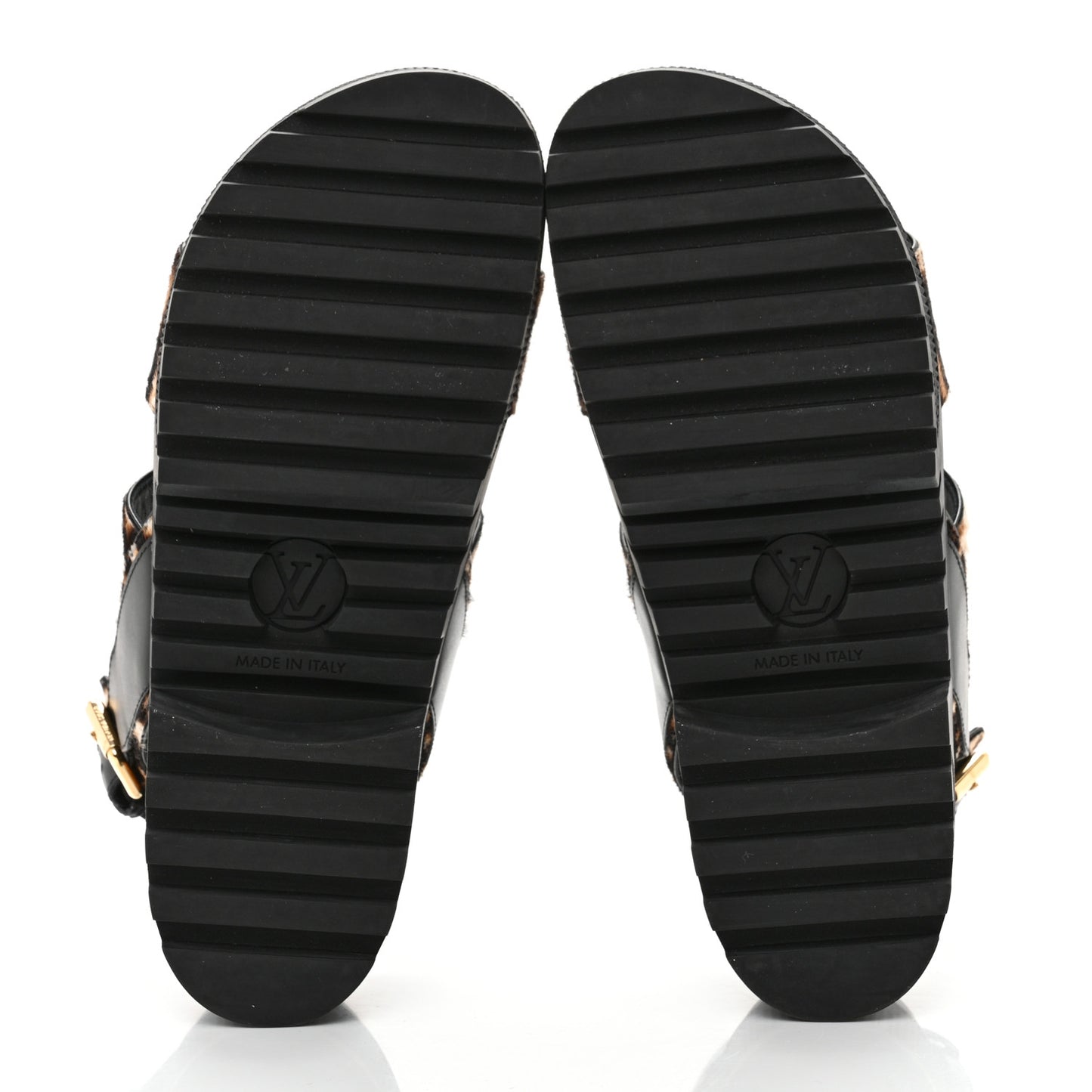 Calfskin Pony Hair Platform Sandals 37 Black