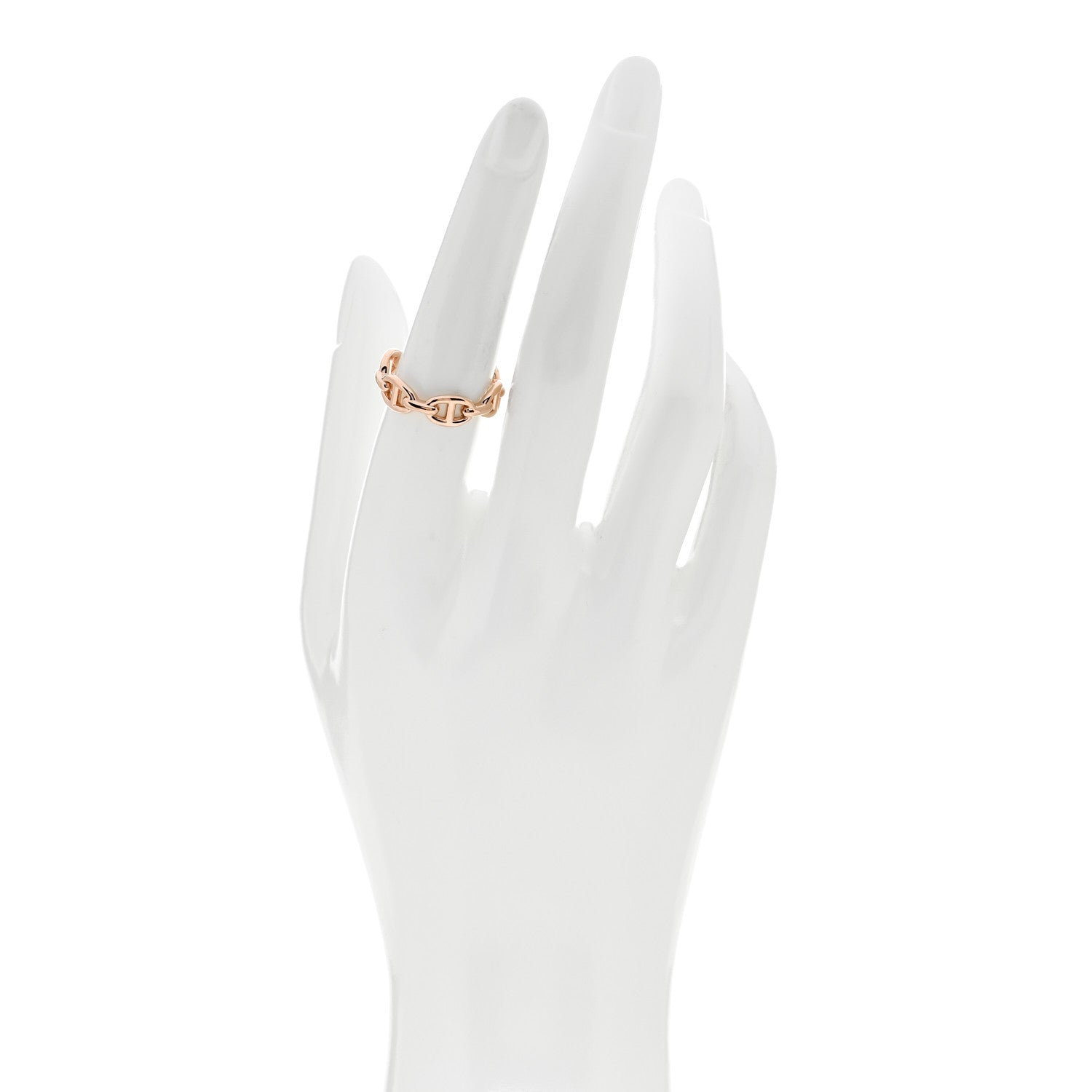 Hermes 18K Rose Gold PM Chaine D'Ancre Enchainee Ring 55 7.25 2 of 7