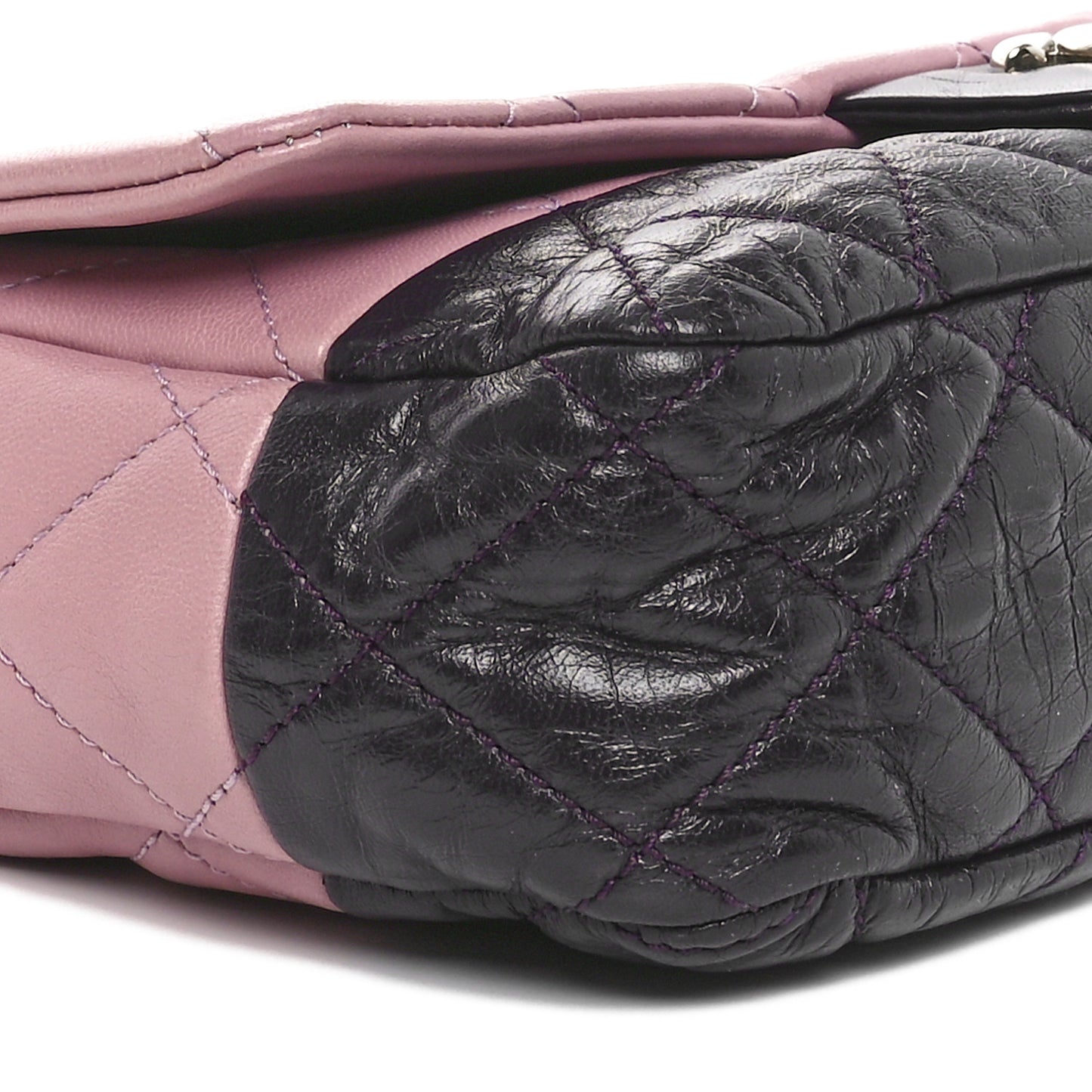 Lambskin Quilted Bi-Color Medium Single Flap Light Purple