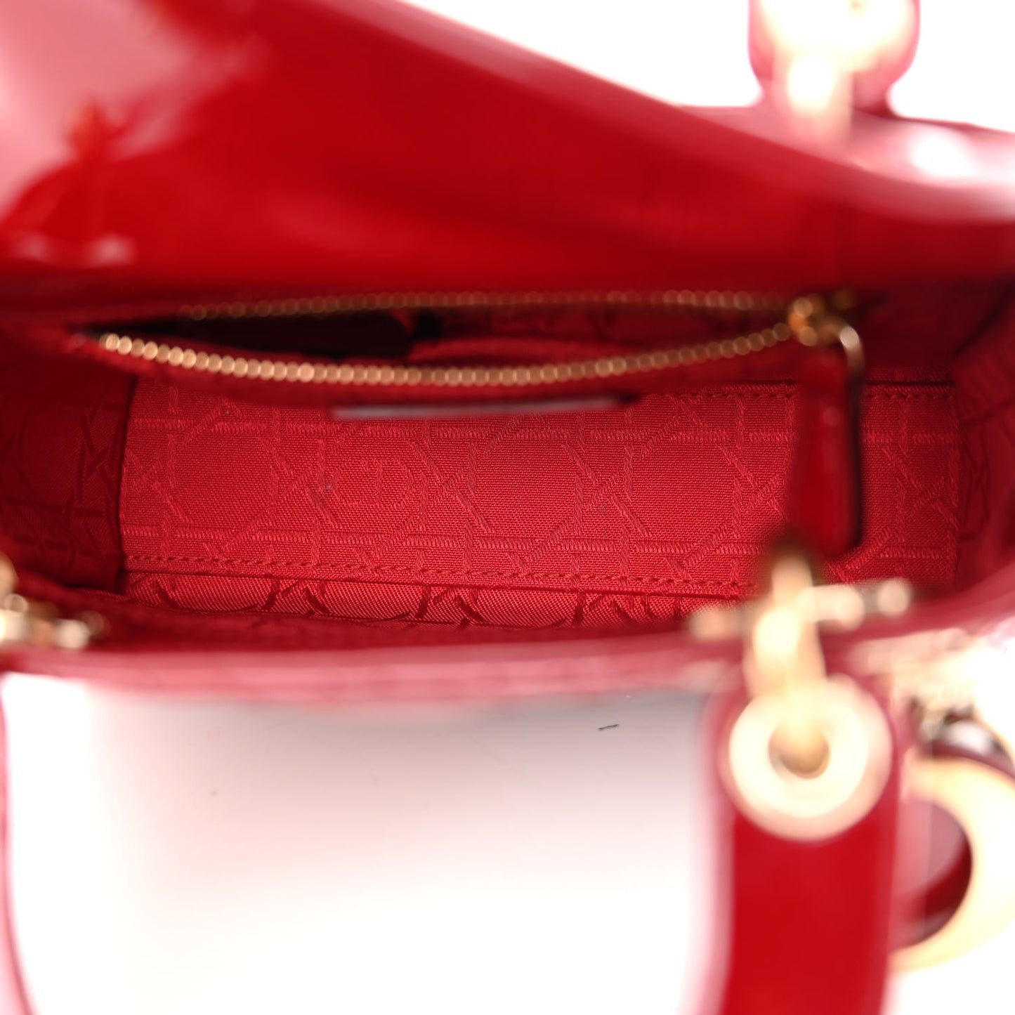 Patent Cannage Mini Lady Dior Red