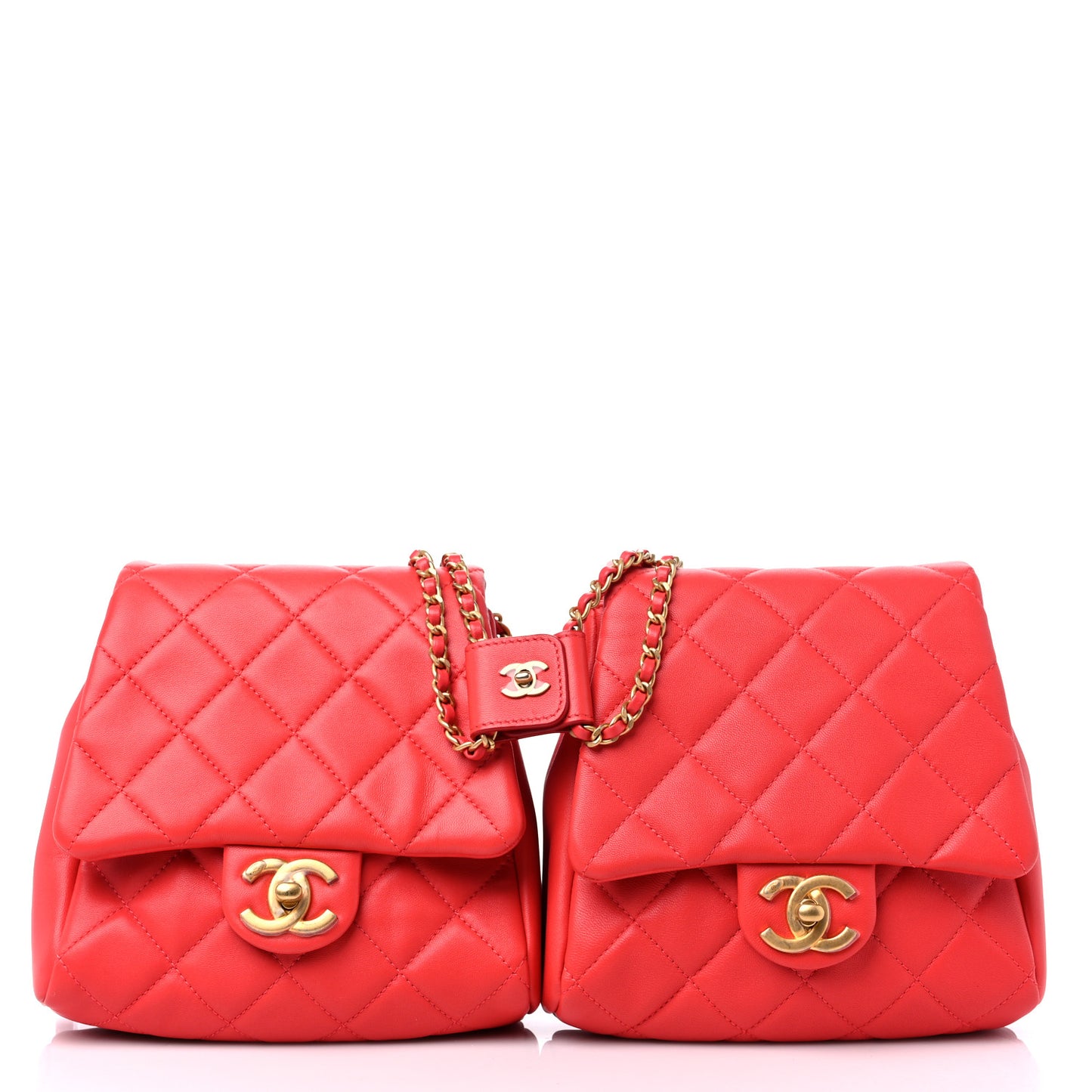Lambskin Quilted Side-Packs Red