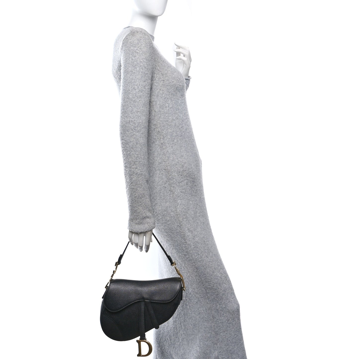 Grained Calfskin Saddle Bag Black