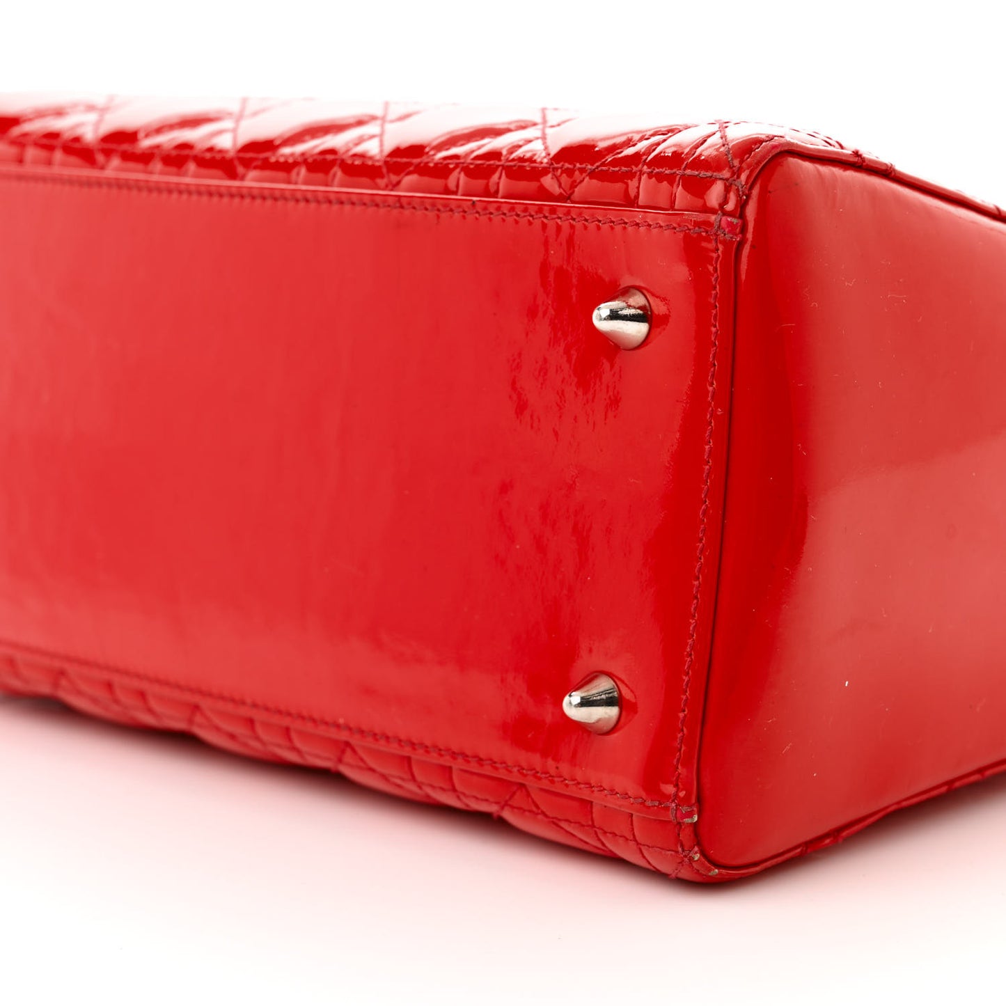 Patent Cannage Whipstitch Medium Lady Dior Red