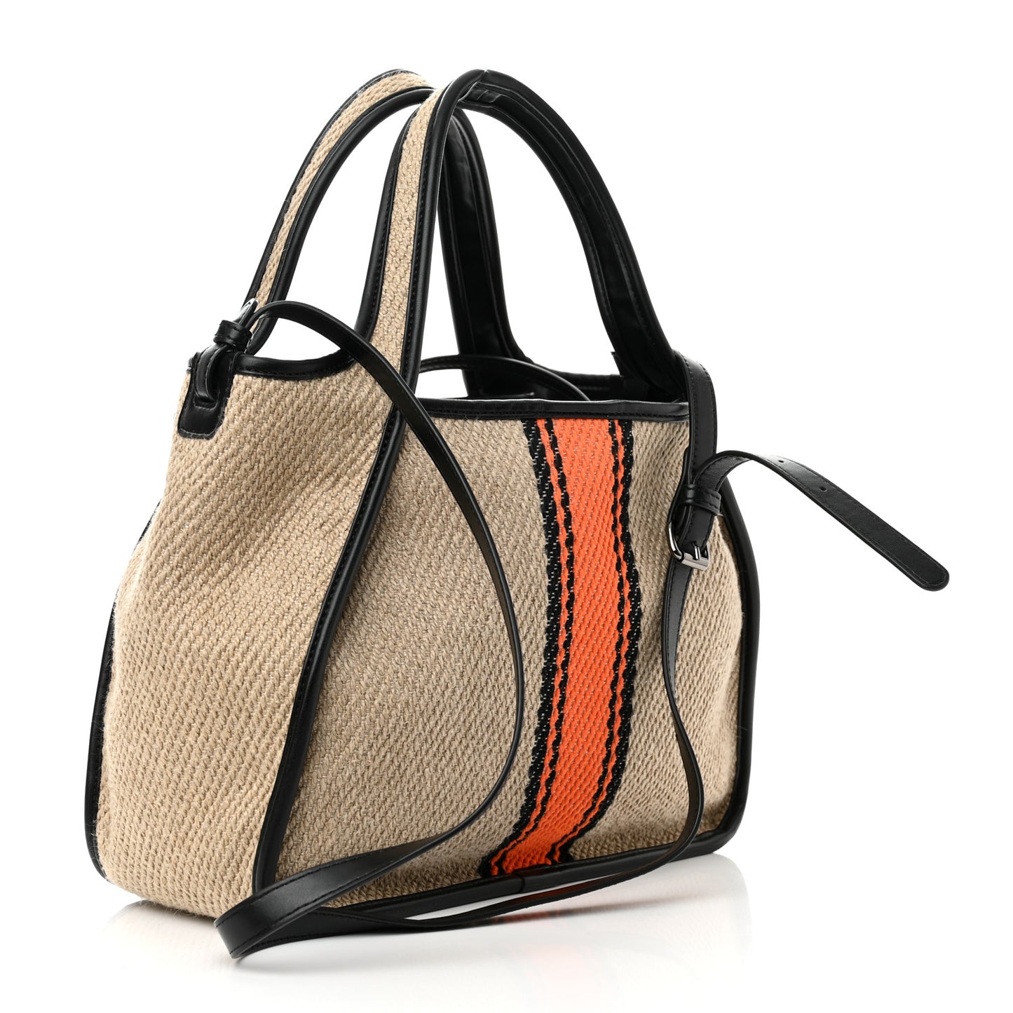 Linen Striped Mini Logo Crossbody Natural