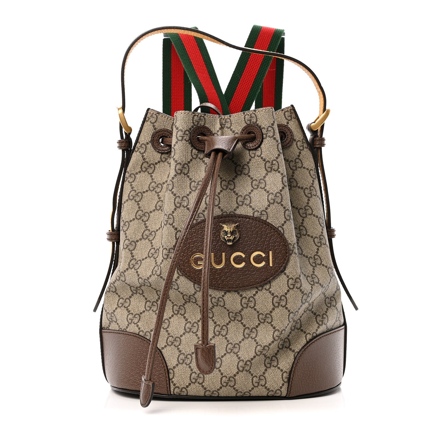 Gucci GG Supreme Monogram Neo Vintage Drawstring Bucket Backpack