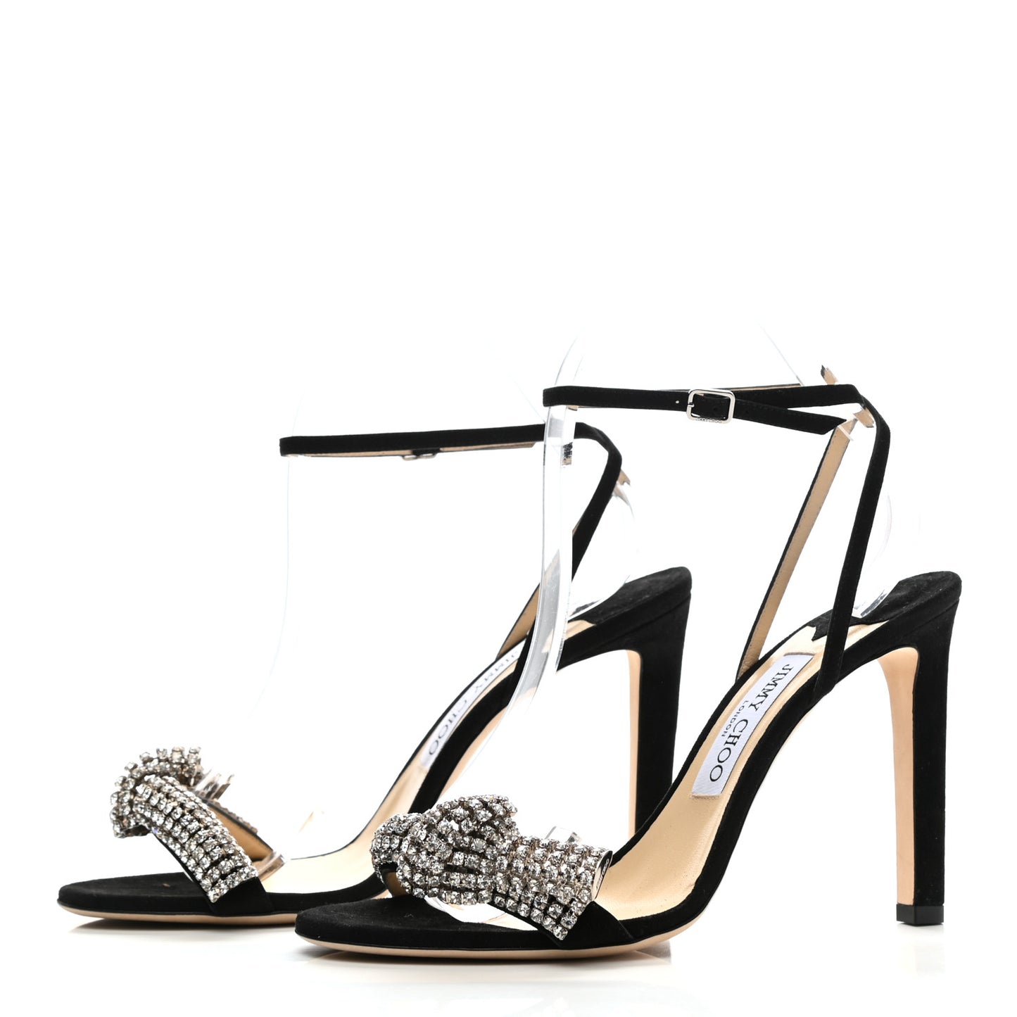 Suede Crystal Thyra 100 Sandals 39.5 Black