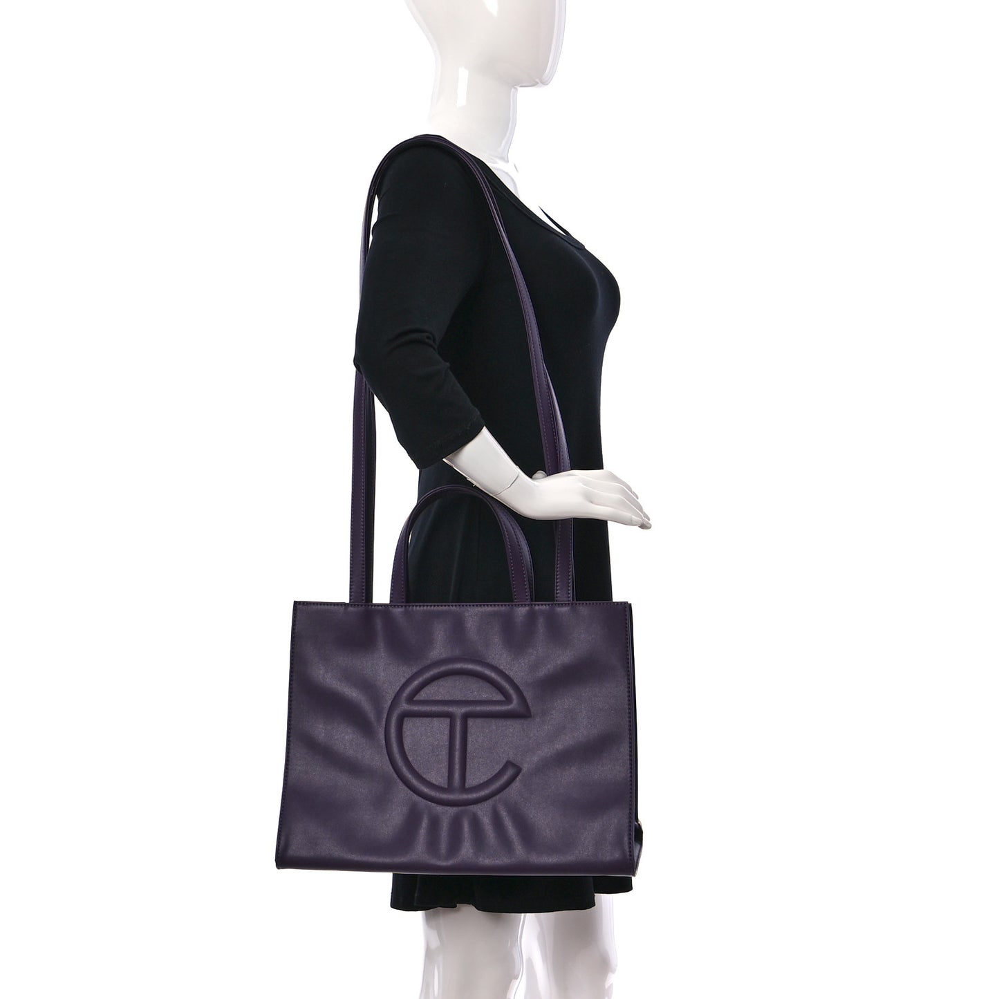 Vegan Leather Medium Shopping Bag Eggplant