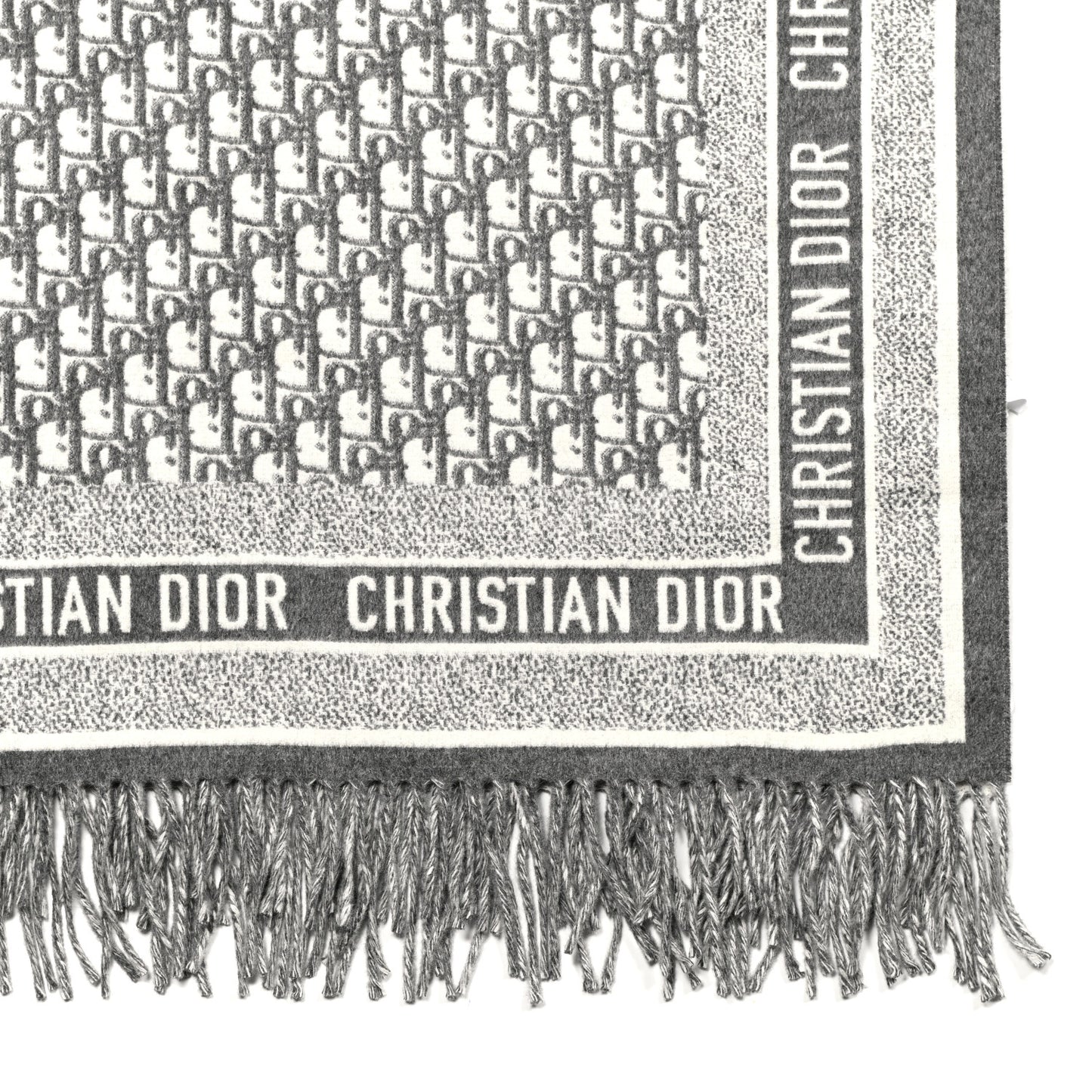Wool Angora Oblique Throw Blanket Grey