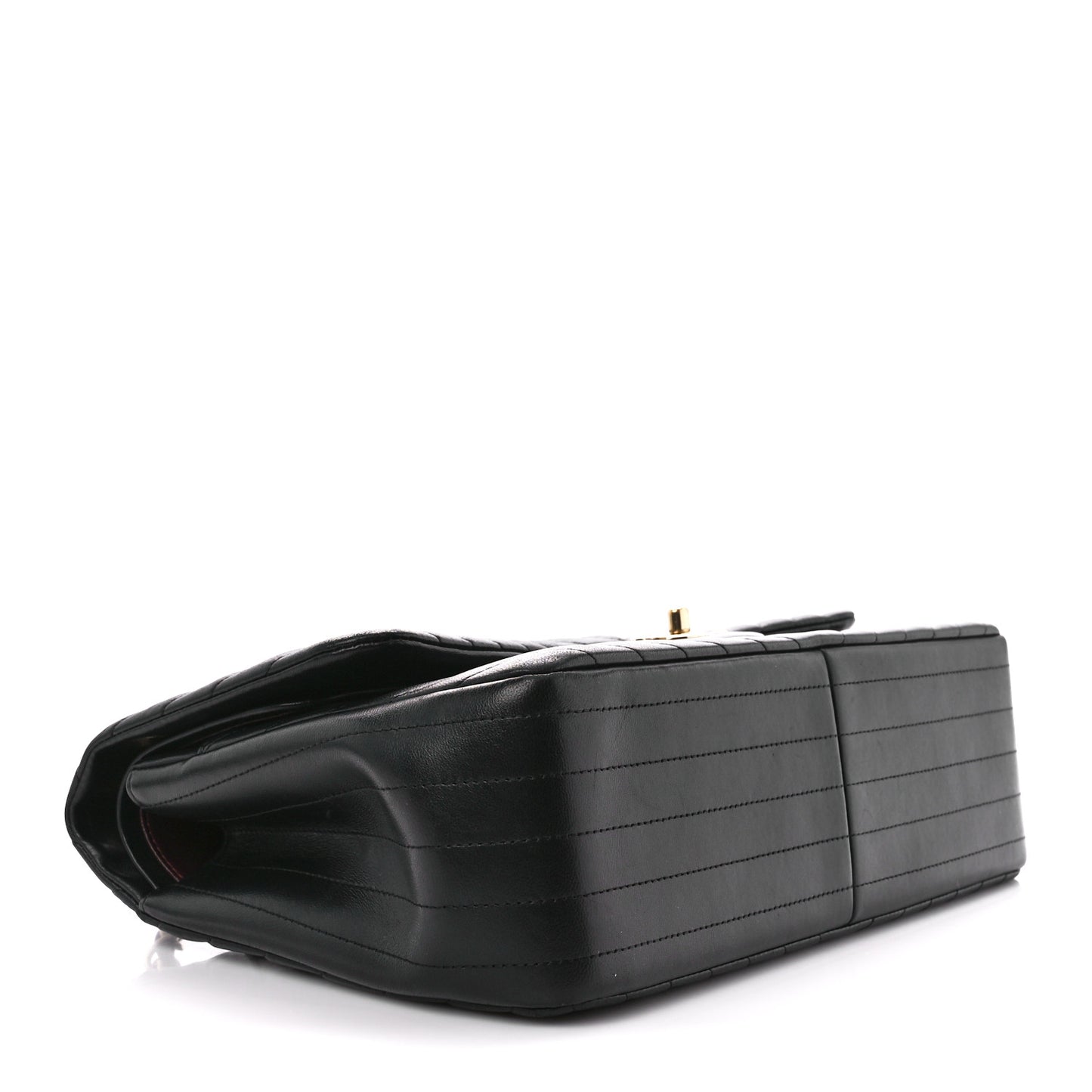 Lambskin Chevron Quilted Jumbo Double Flap Black