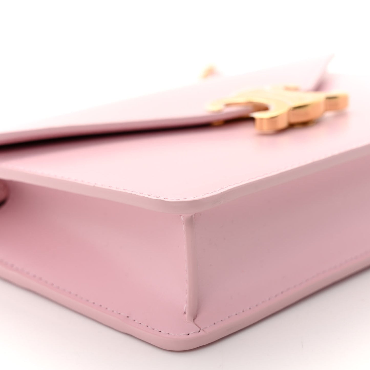 Shiny Calfskin Triomphe Margo Wallet on Chain Pastel Pink