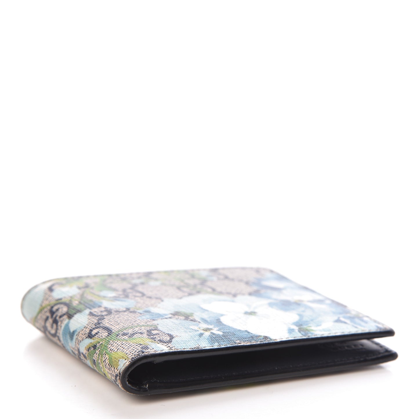 GG Supreme Monogram Blooms Bi-Fold Wallet Beige Blue Navy