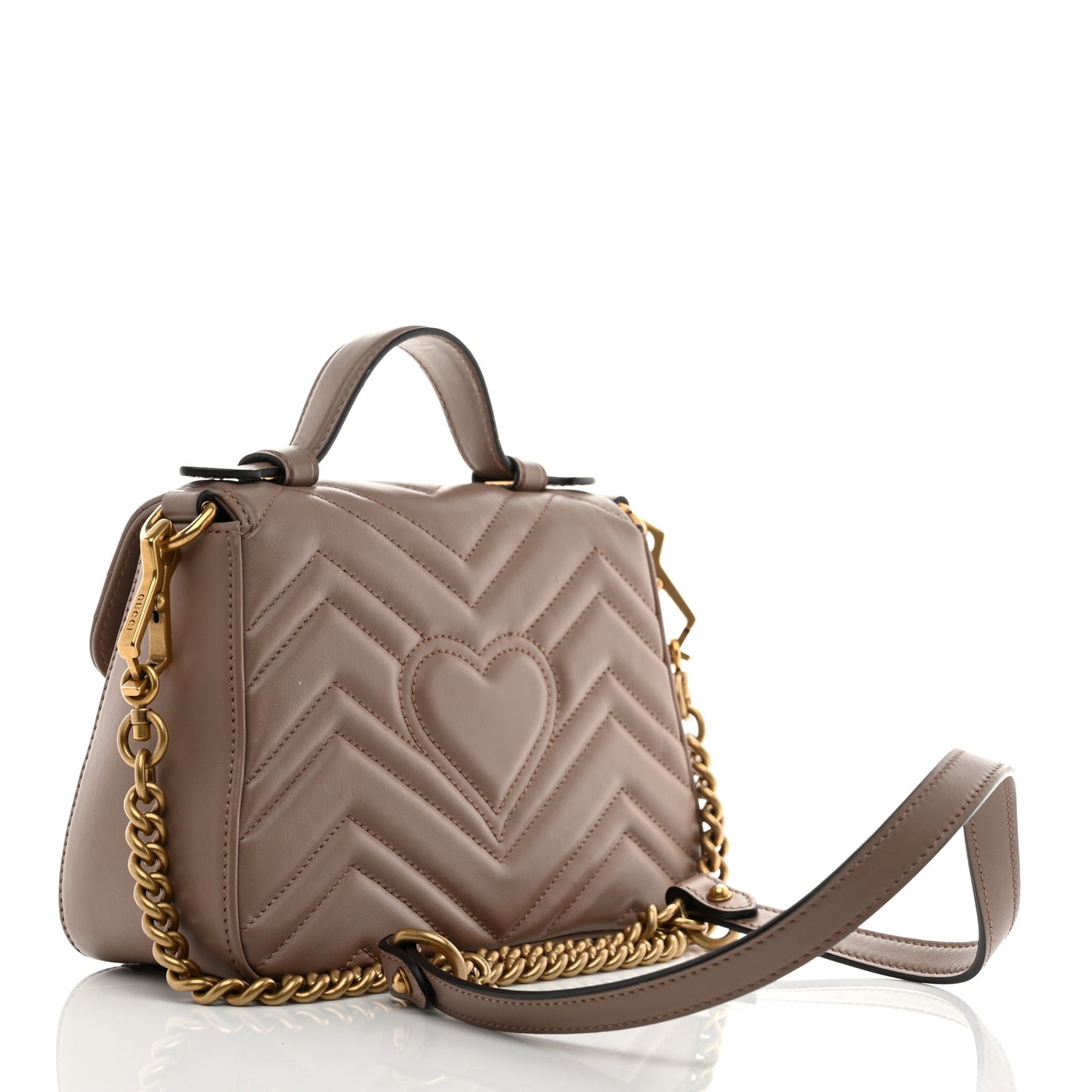 Calfskin Matelasse Mini GG Marmont Top Handle Shoulder Bag Porcelain Rose