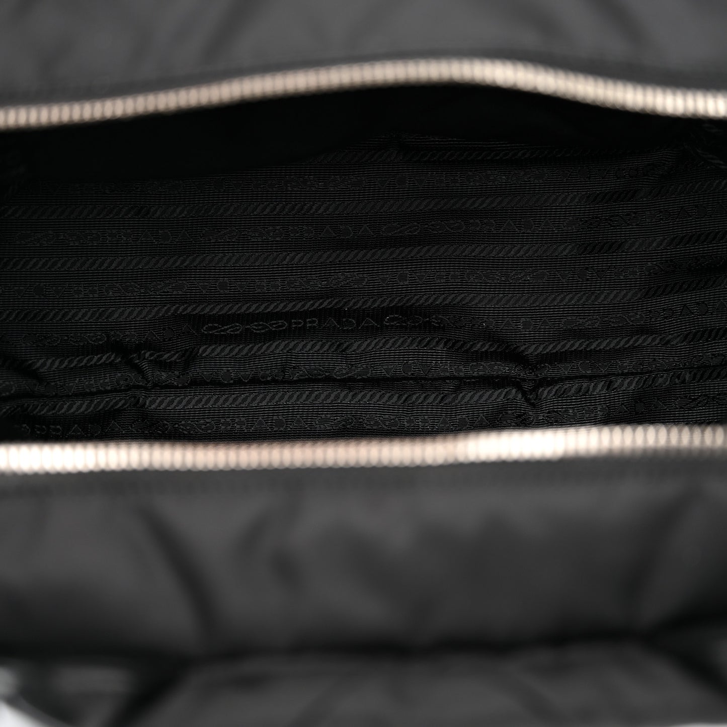 Re-Nylon Nappa Triangle Quilted Padded Small Double Handled Zip Tote Black