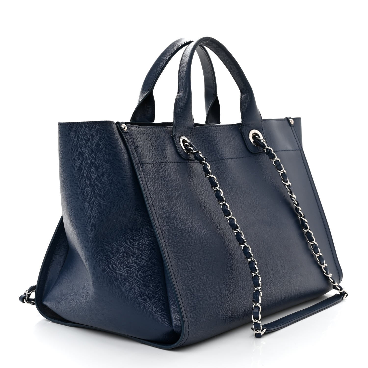 Chanel Caviar Large Studded Deauville Tote Navy 3 of 12