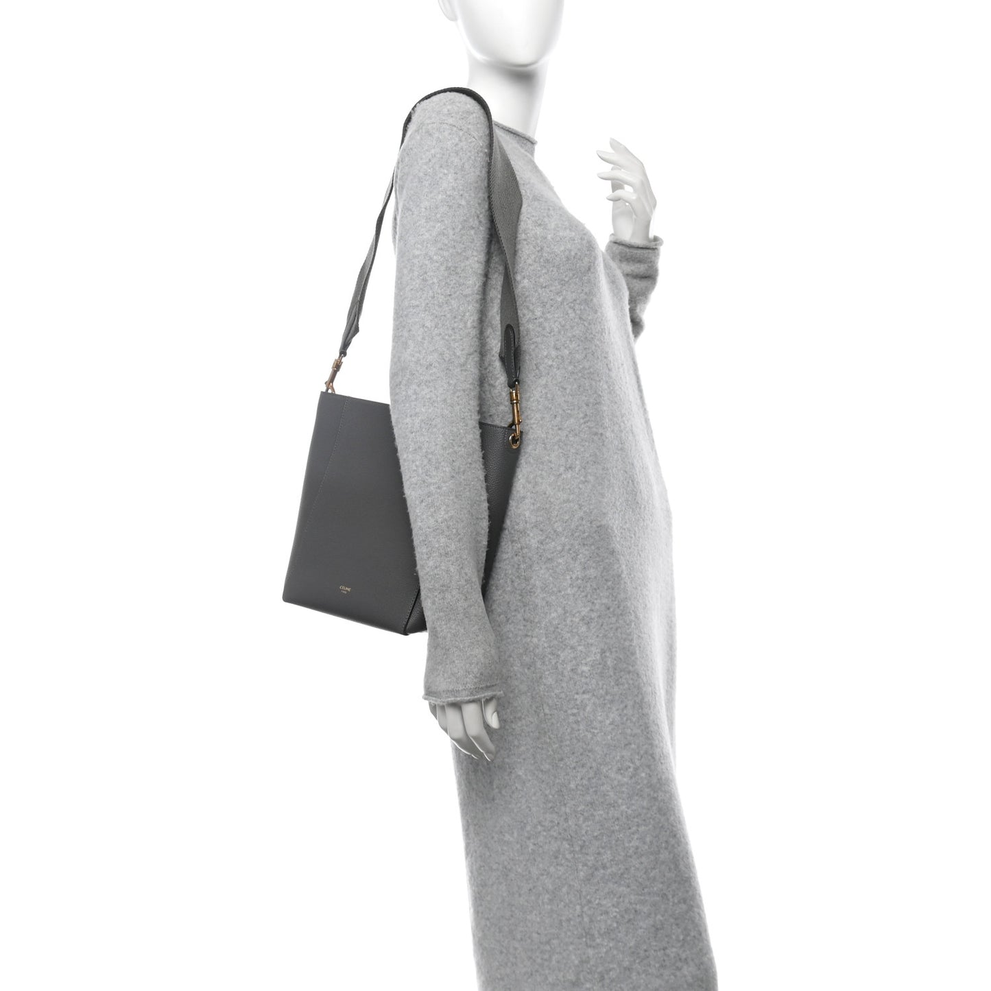 Soft Grained Calfskin Small Sangle Bucket Bag Kohl