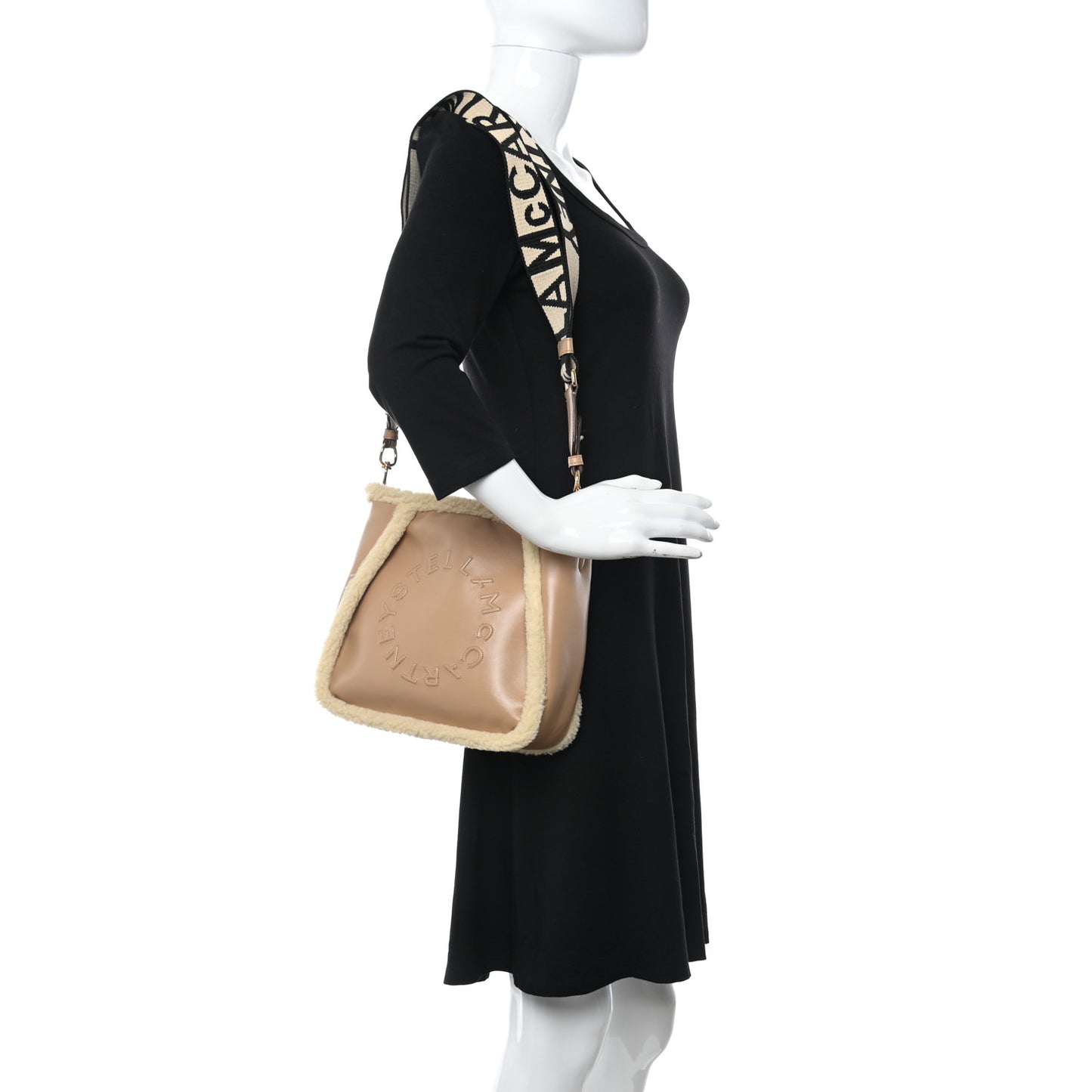 Eco Alter Nappa Shearling Perforated Logo Mini Crossbody Brown