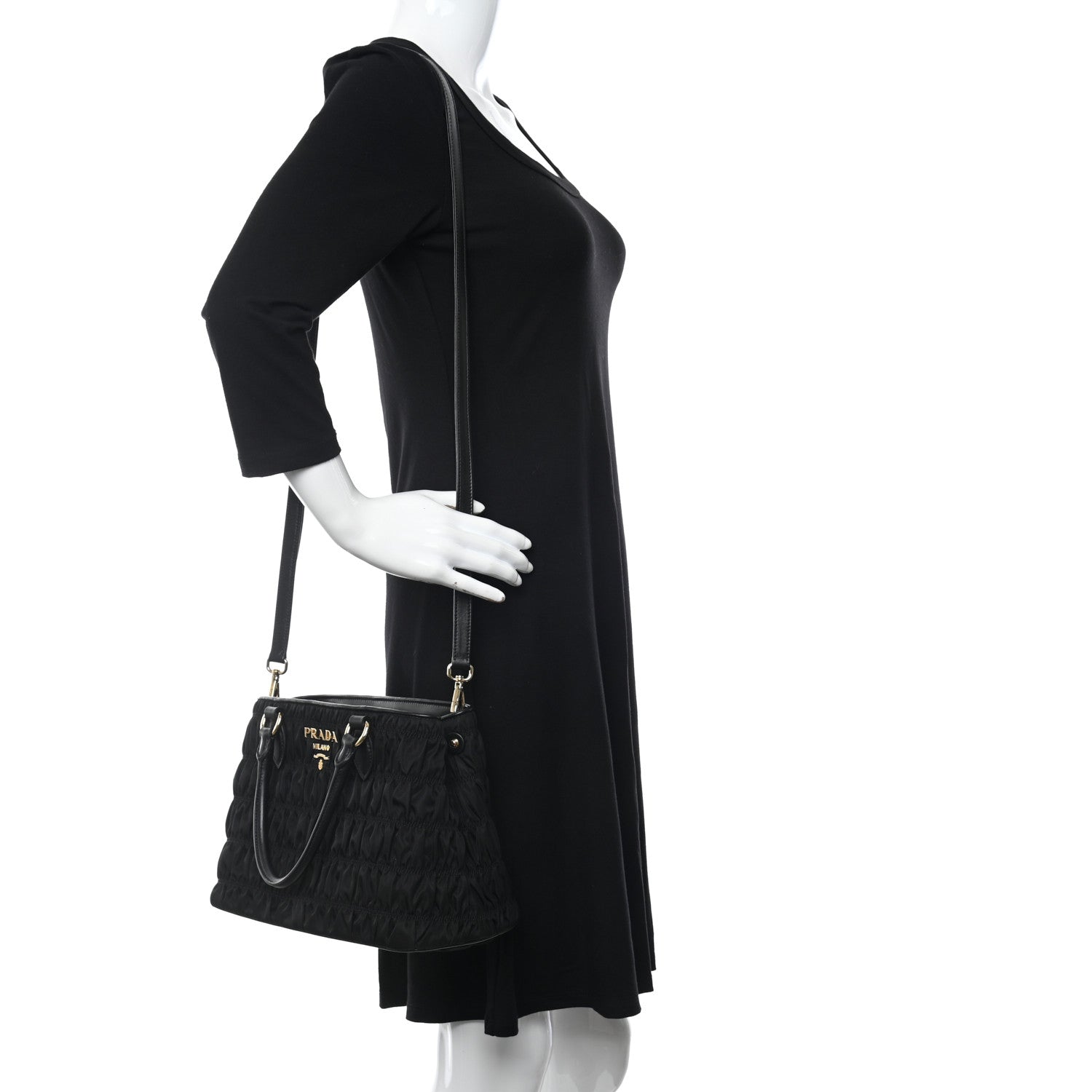 Prada Tessuto Nylon Gaufre Small Tote Black 2 of 9