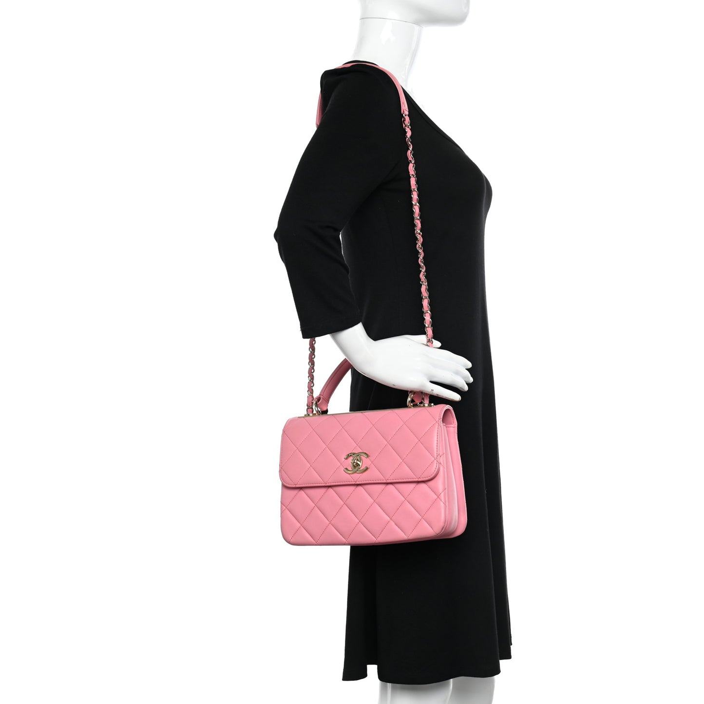 Lambskin Quilted Small Trendy CC Flap Dual Handle Bag Light Pink
