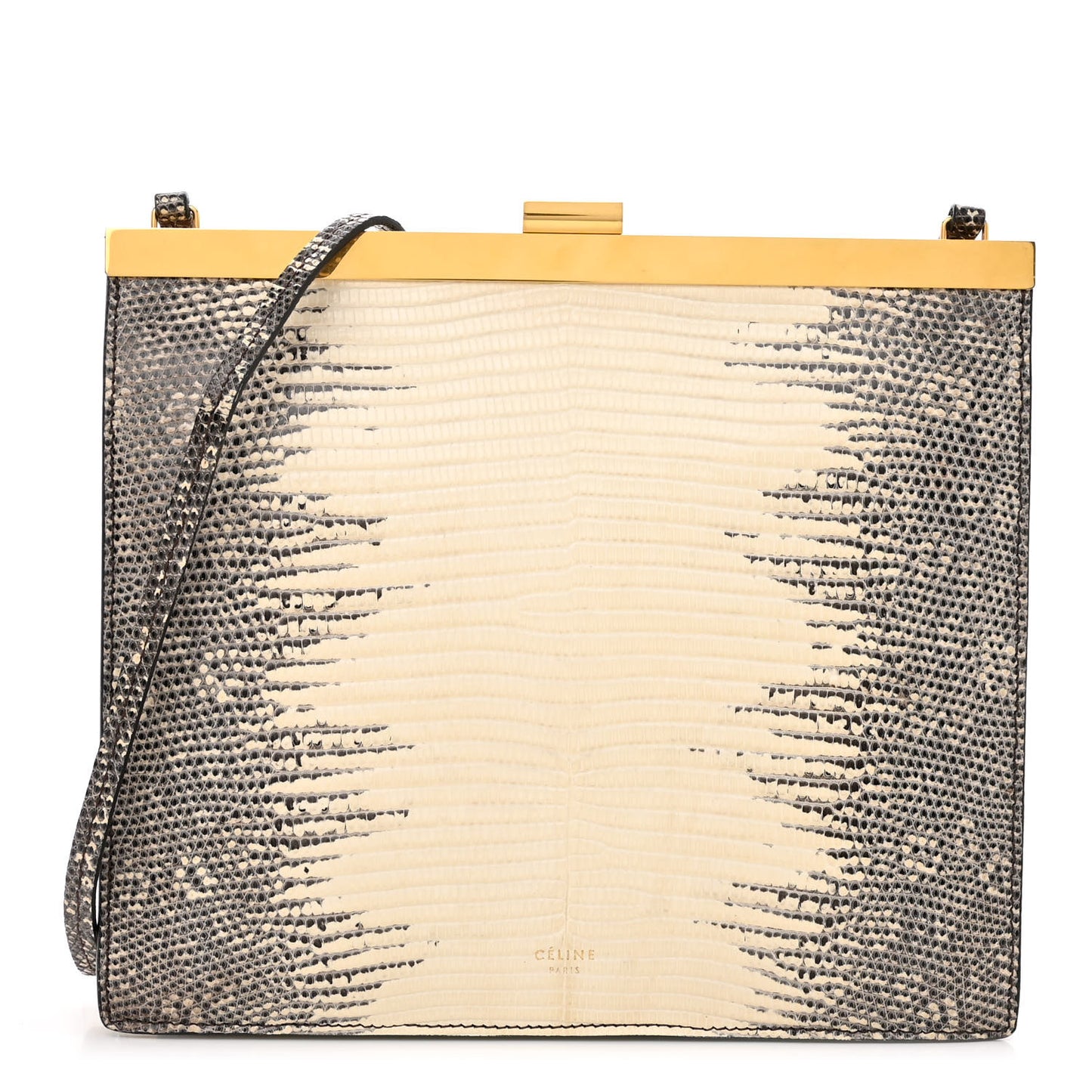 Lizard Mini Clasp Bag Black White