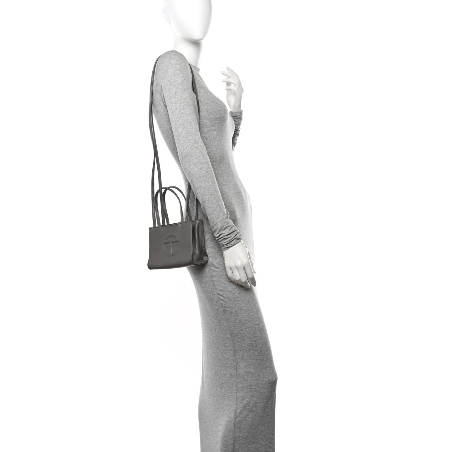 Vegan Leather Small Shopping Bag Grey