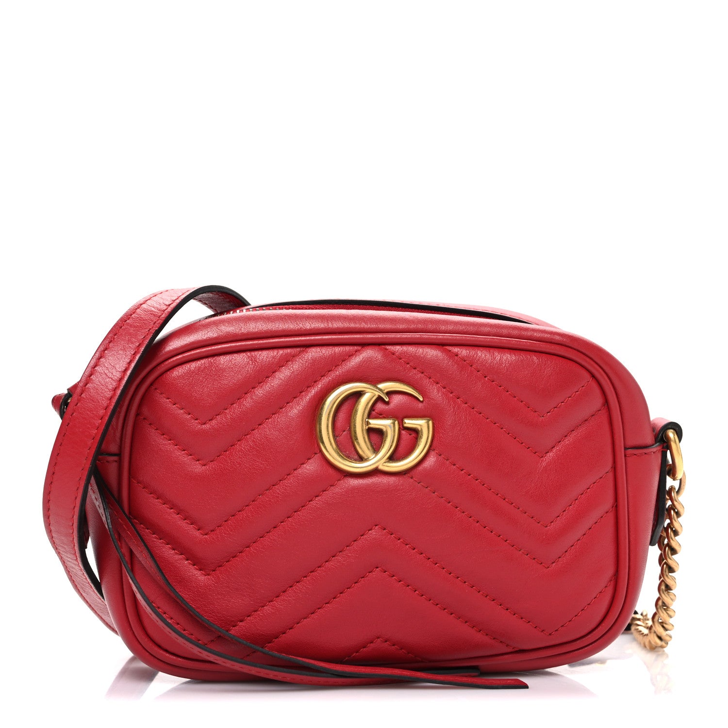 Gucci Calfskin Matelasse Mini GG Marmont Chain Shoulder Bag