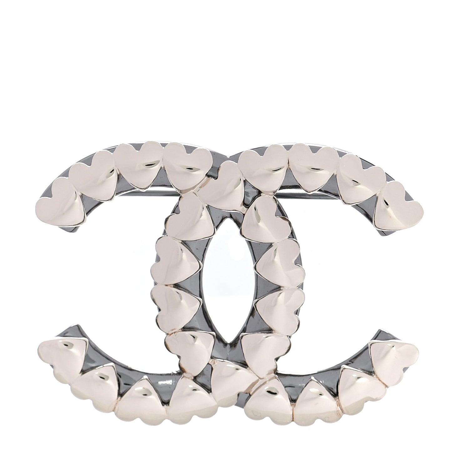 Metal CC Heart Brooch Gold Silver