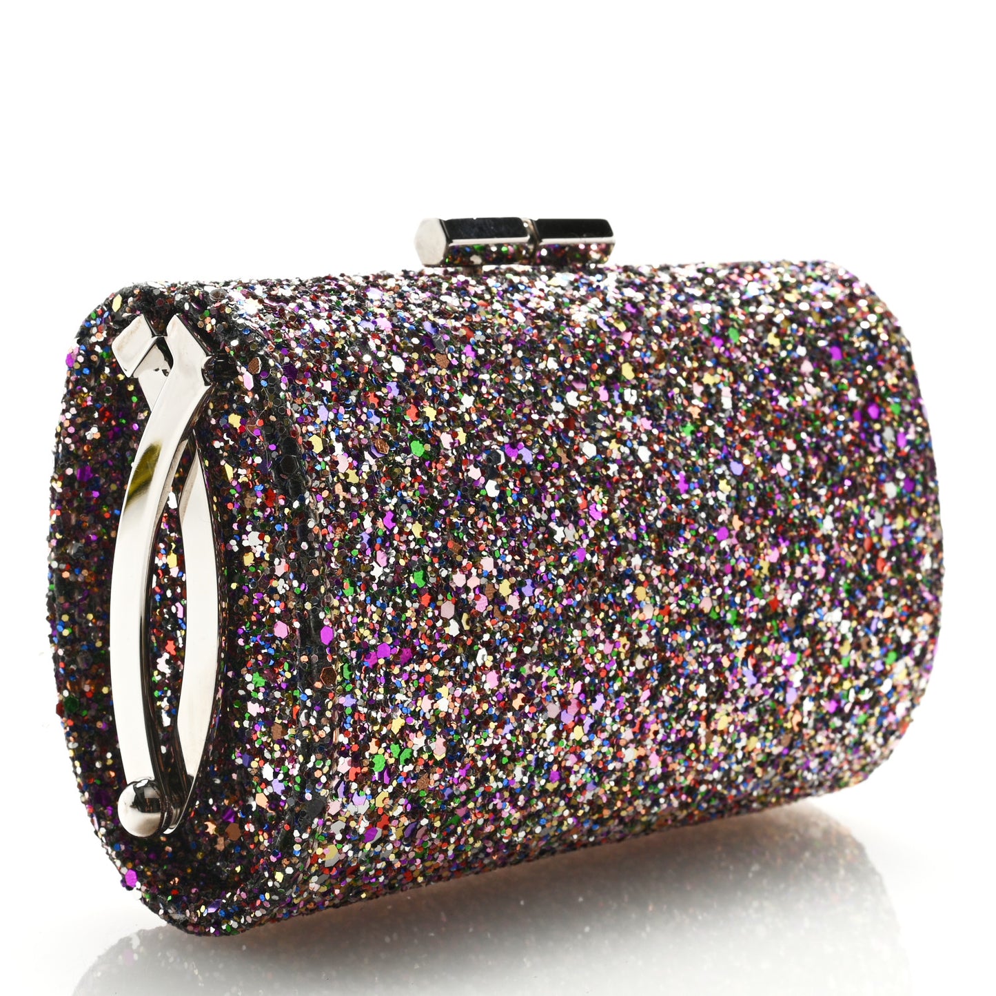 Coarse Glitter Kiss Lock Clutch Bubblegum Mix