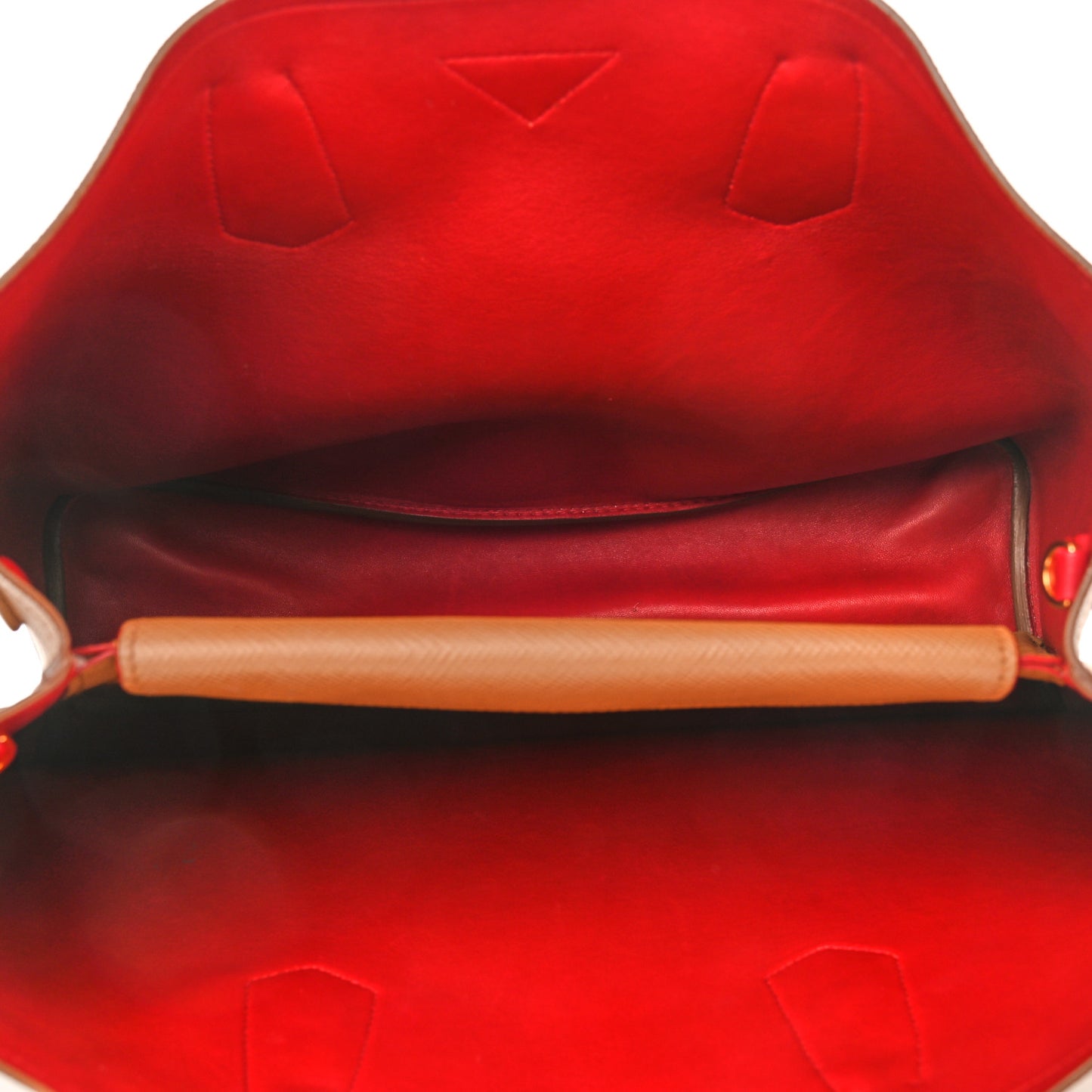 Saffiano Cuir Large Double Bag Caramel Fuoco