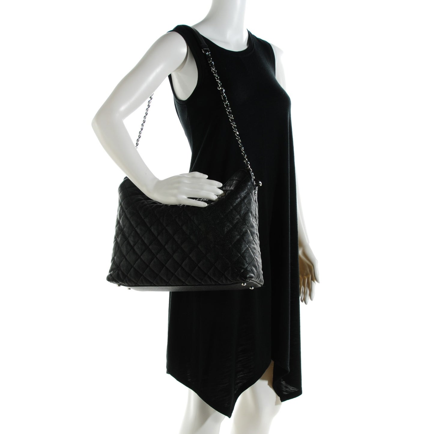 Caviar Quilted French Riviera Hobo Black