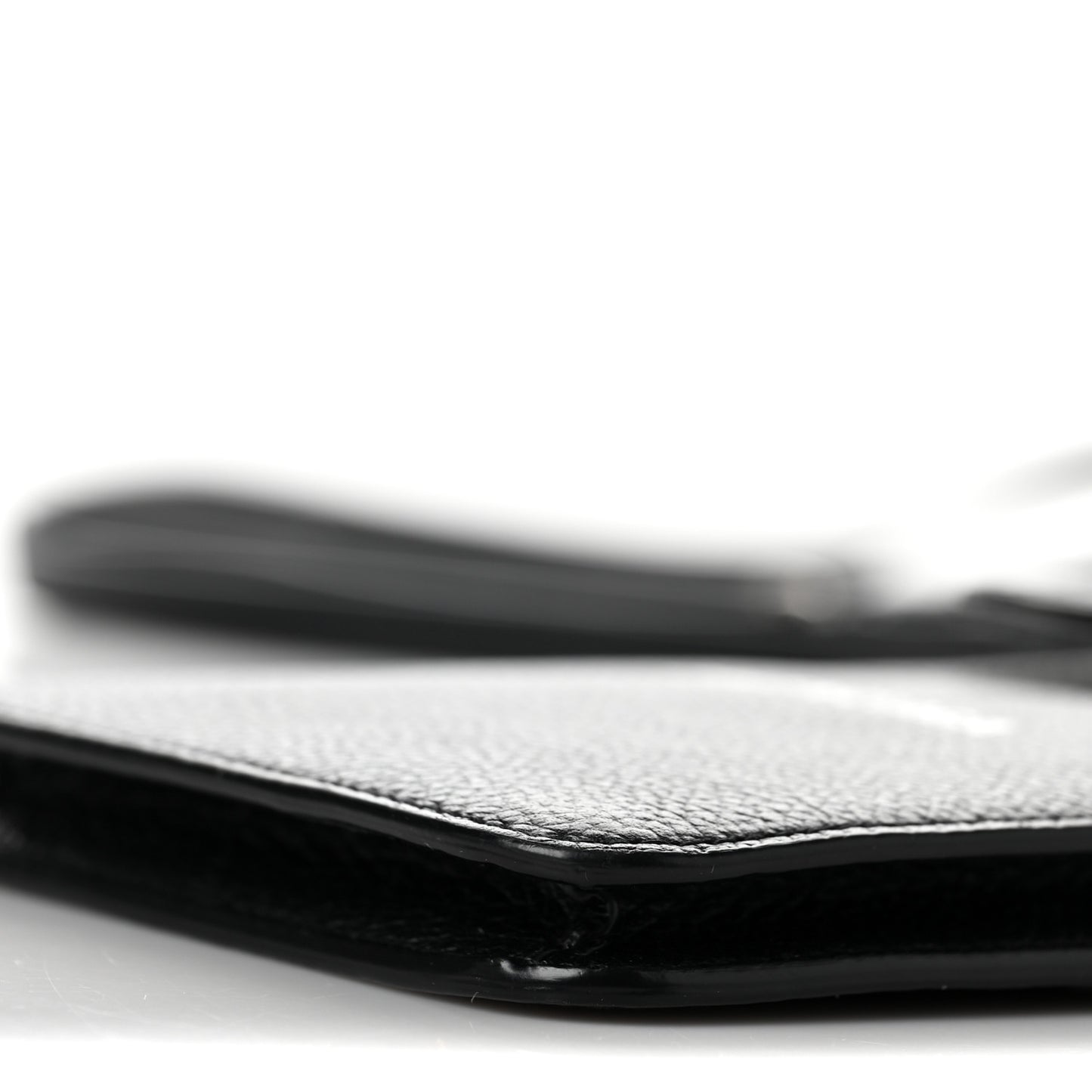 Grained Calfskin Cash Phone Holder Wallet Black