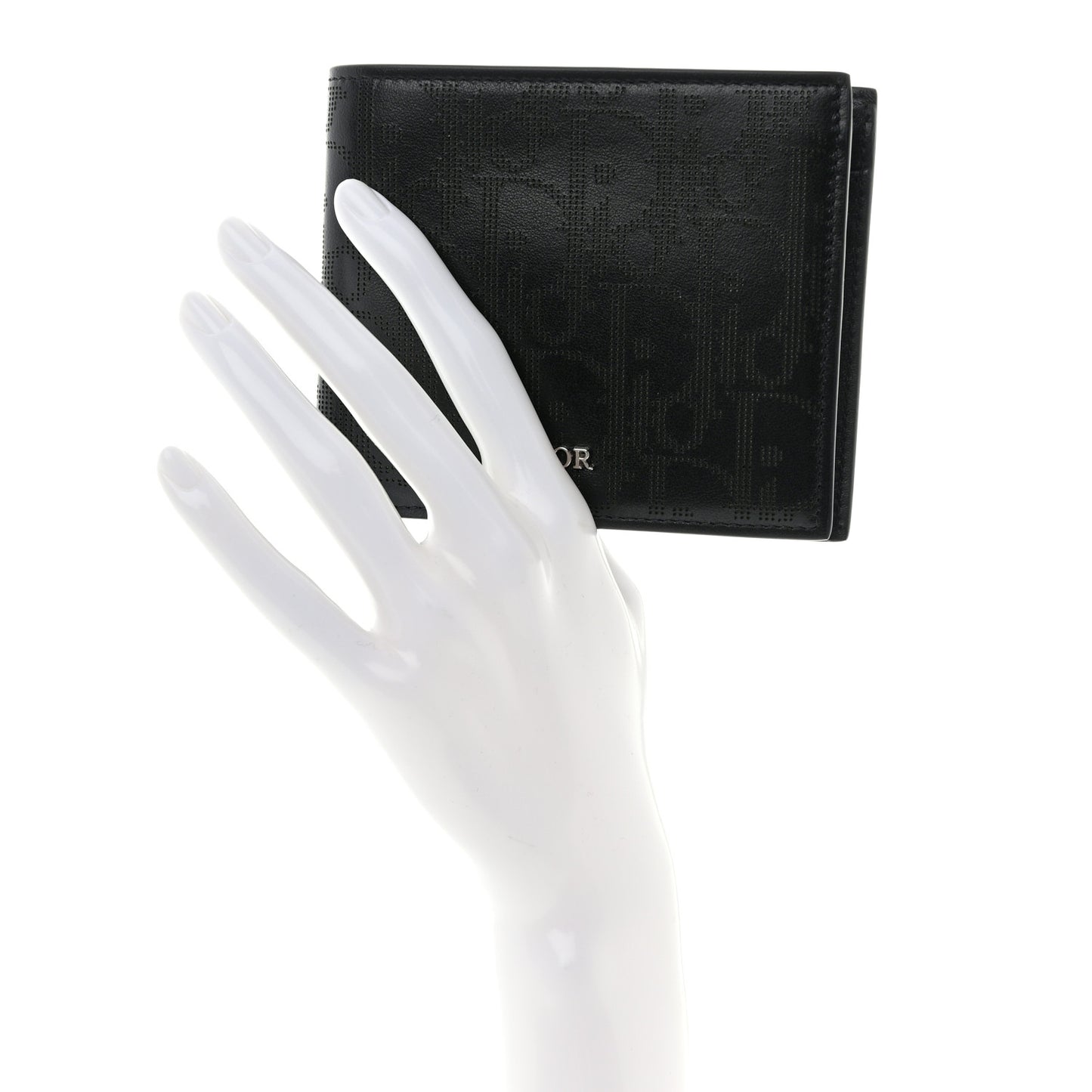 Calfskin Perforated Oblique Bi-Fold Do Galaxy Wallet Black